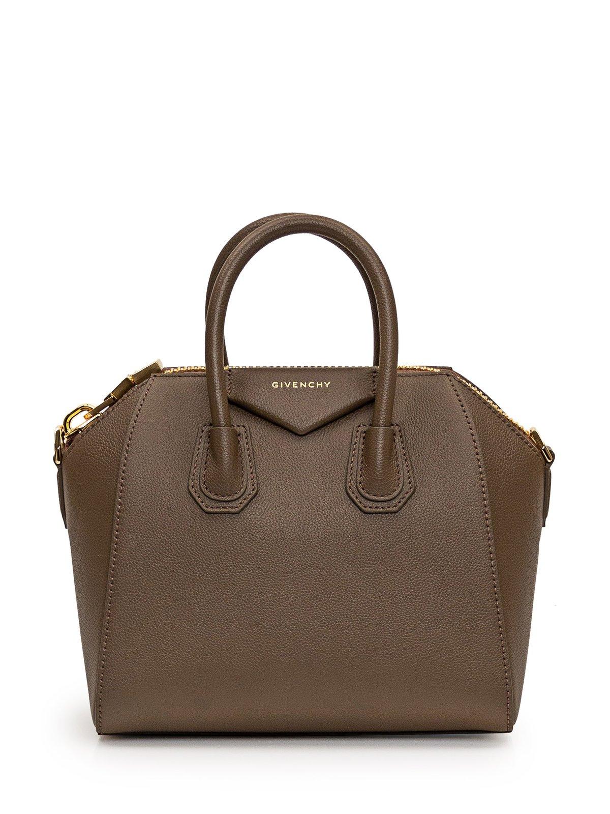 Givenchy Antigona Zip-up Top Handle Bag In Taupe
