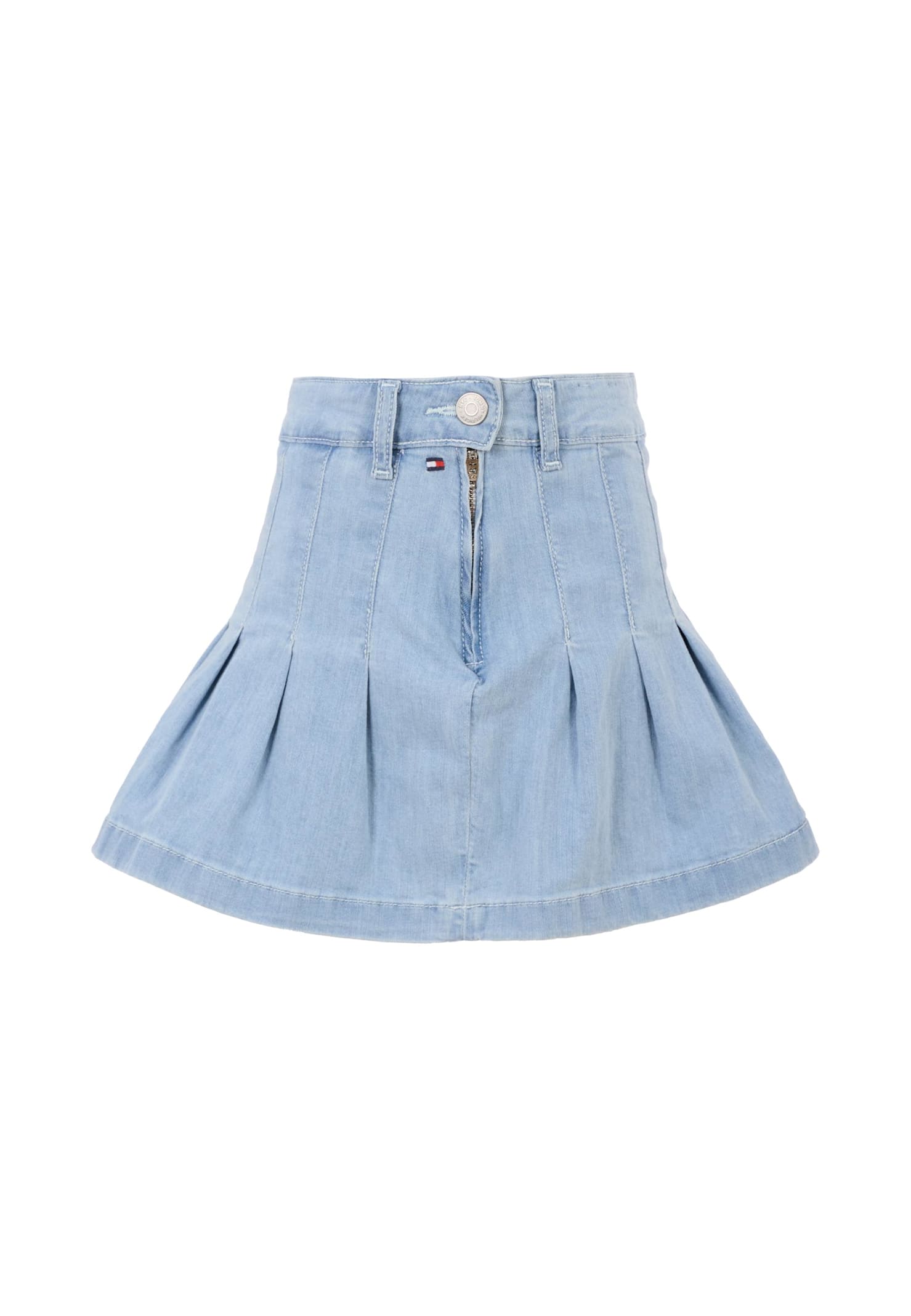 Tommy Hilfiger Light Blue Skirt For Girl With Flag In Blue