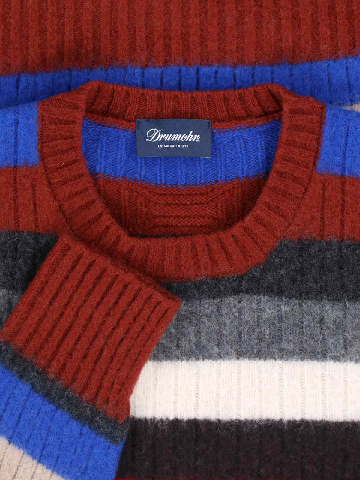 Drumohr Multicolor Striped Crew Neck Sweater In Multi