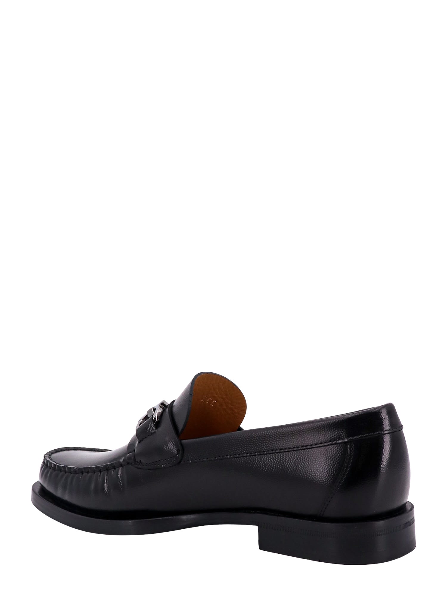 Ferragamo Leather Loafer Metal Buckle Detail In Black