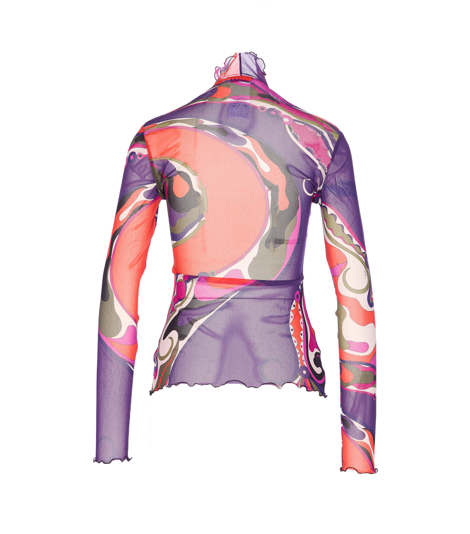 Pucci Orchidee Print Tulle Top In Multi