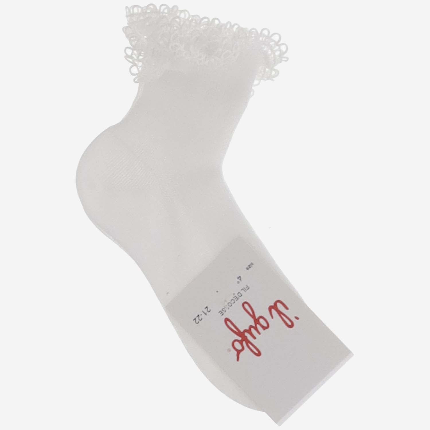 Shop Il Gufo Cotton Socks With Lace Ruffles In White