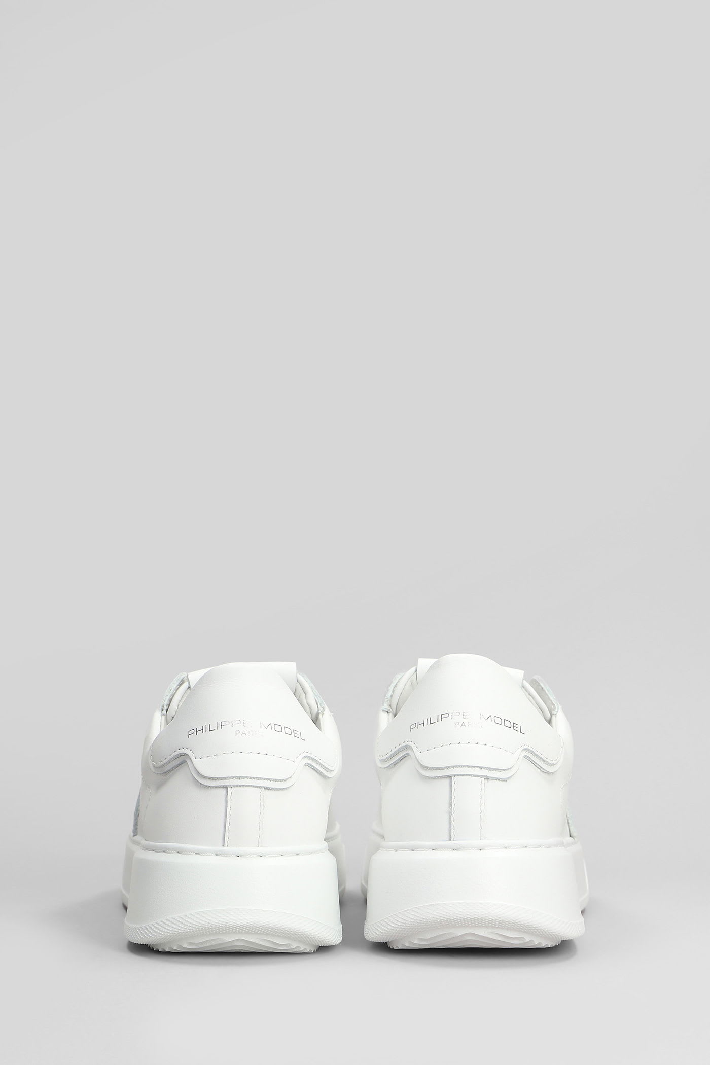 Philippe Model Low Top Rubber Sole Sneakers In White