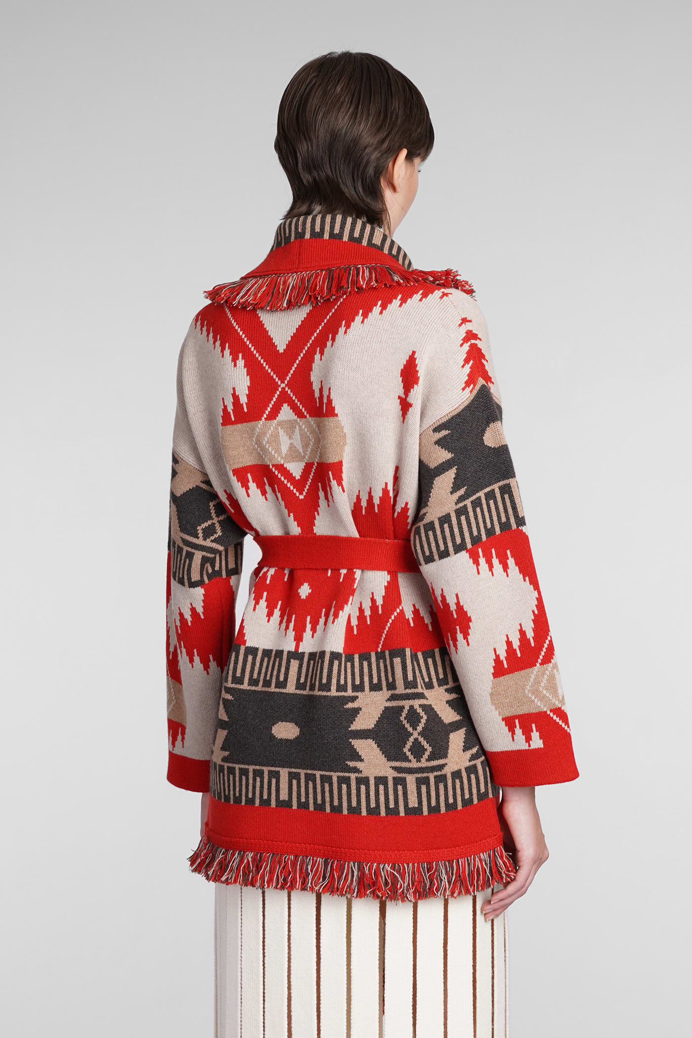 Alanui Icon Jacquard Cardigan In Red