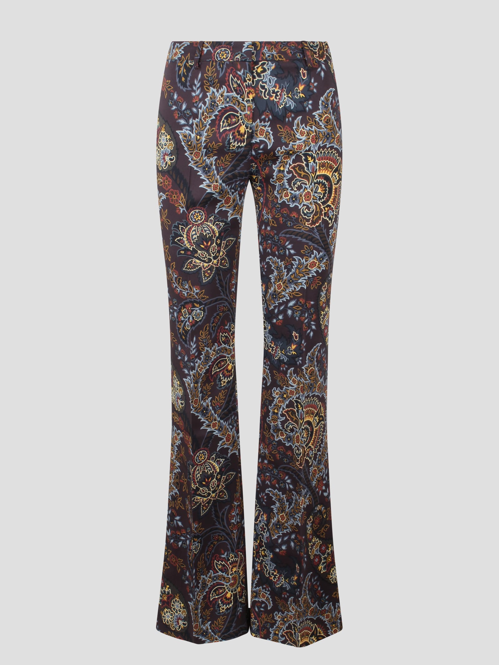 Shop Etro Floreal Paisley Flared Trousers In Brown