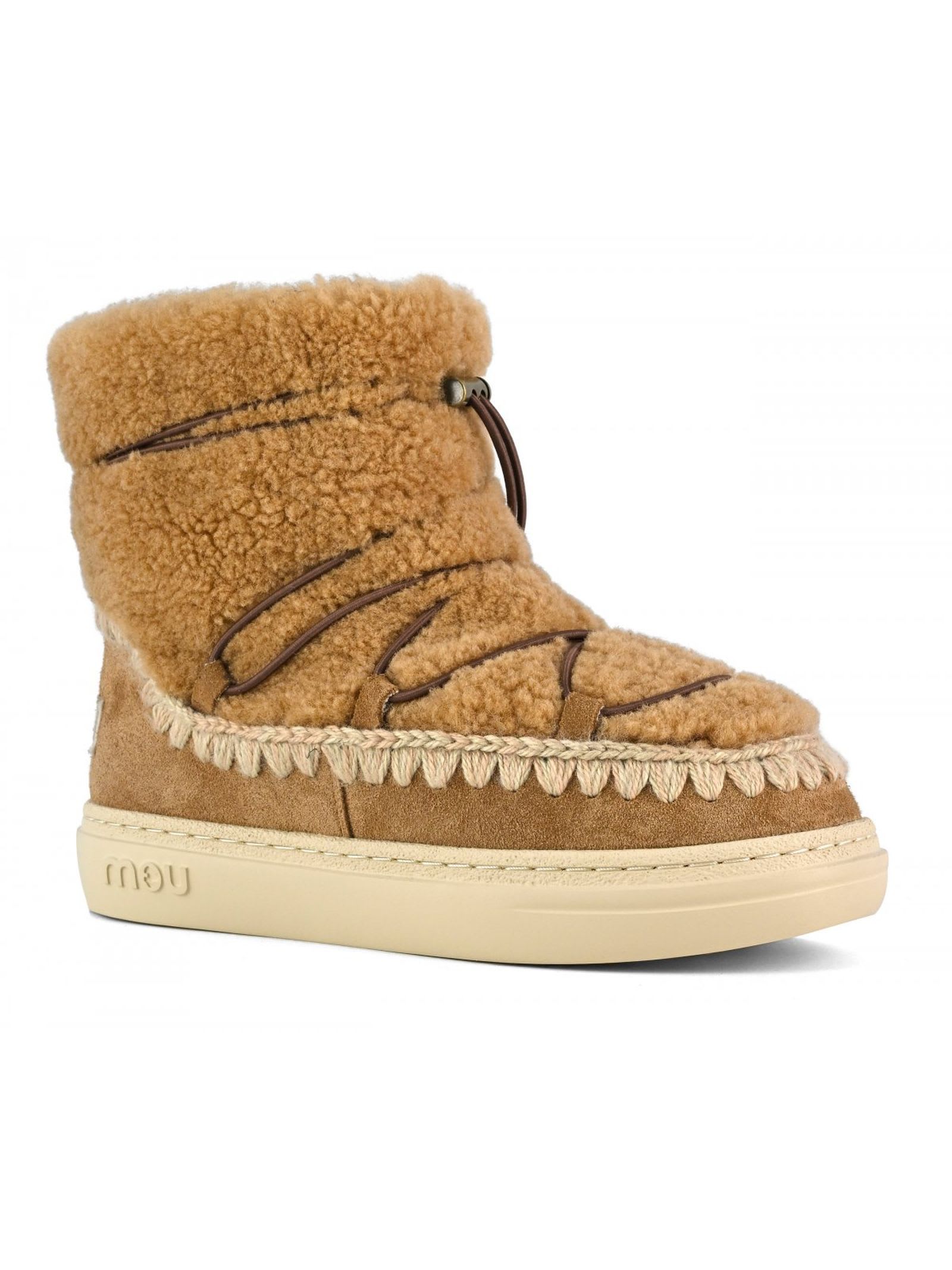 Shop Mou Cognac Eskimo Sneaker Bold Scoubidoo Lace In Brown