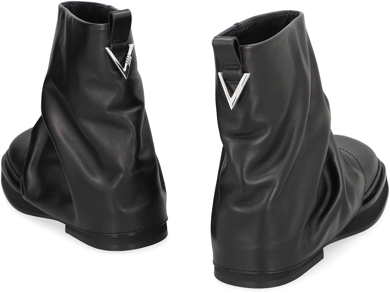 Attico Mini Robin Combat Leather Boots In Black