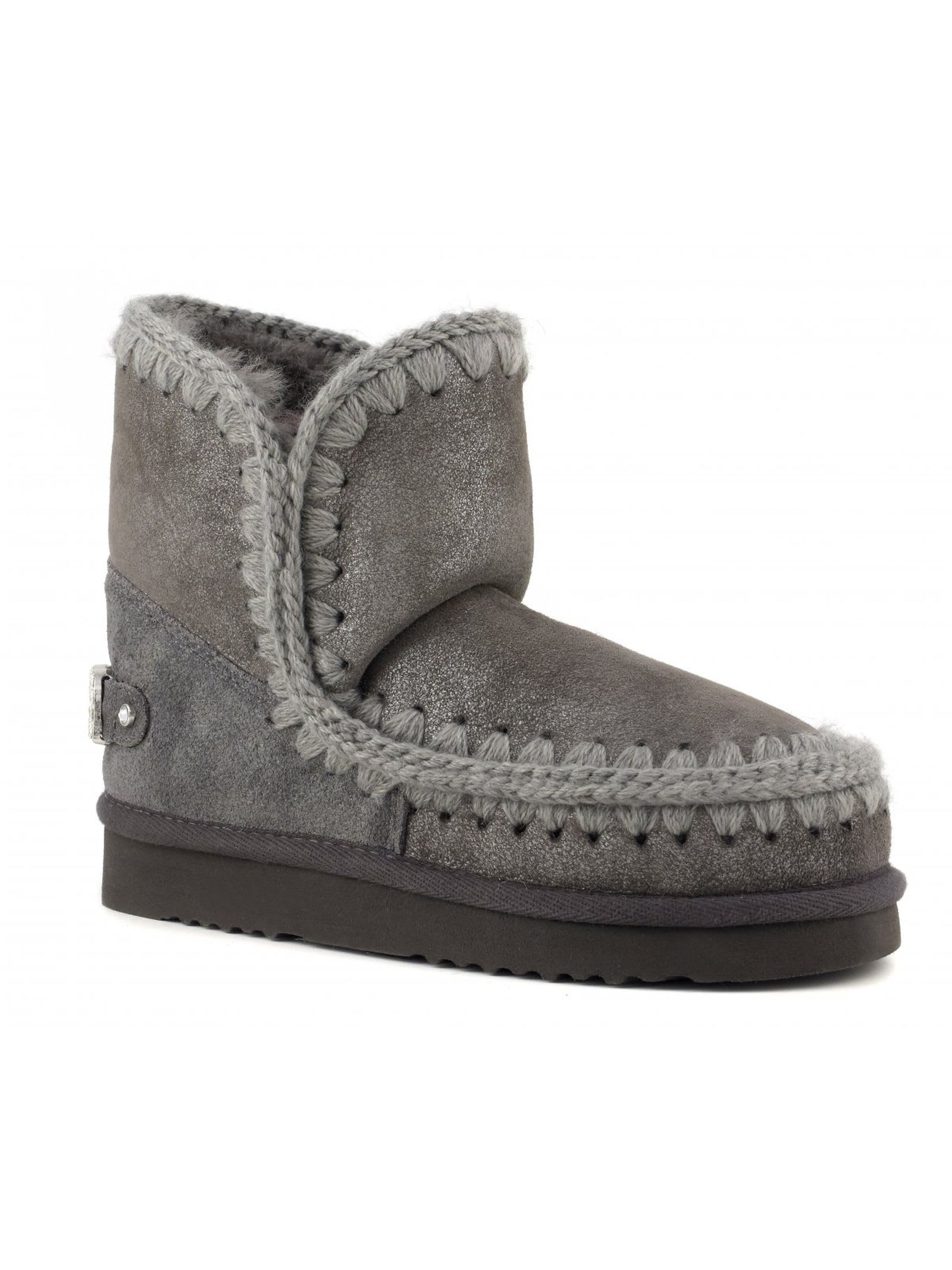Mou Eskimo Rhinestone-logo Boots In Gray