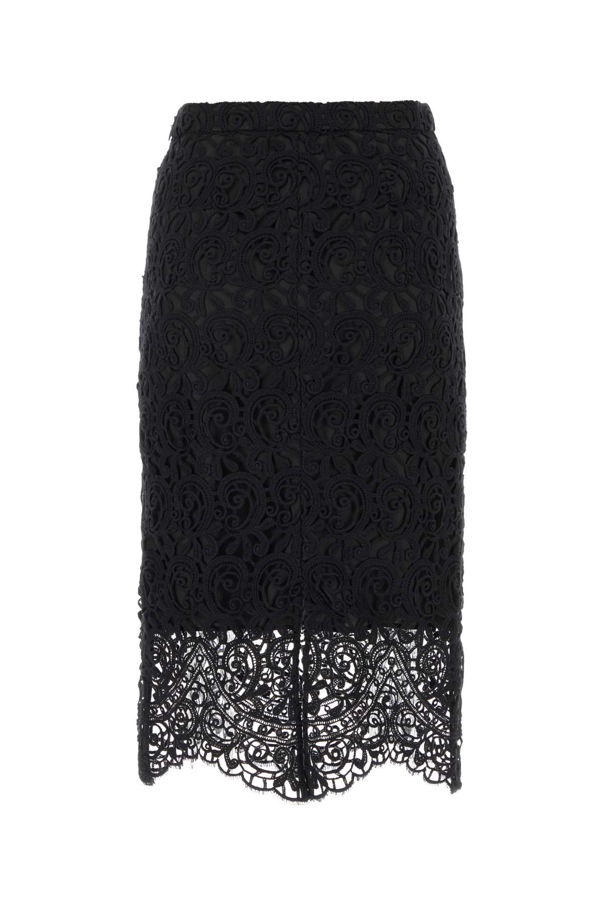 Shop Burberry Black Macrame Lace Skirt