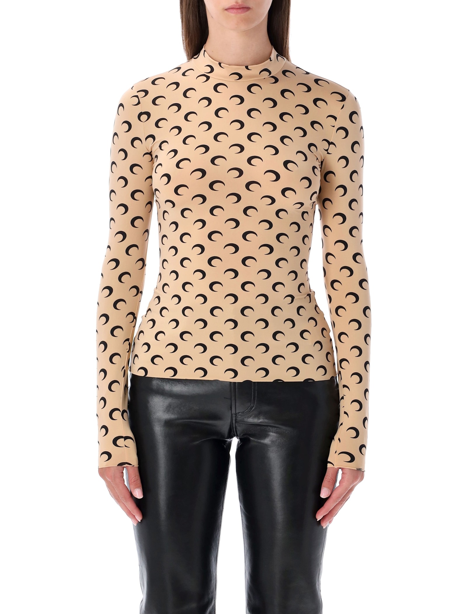 Marine Serre Second Skin High Neck Top Moon In Neutral