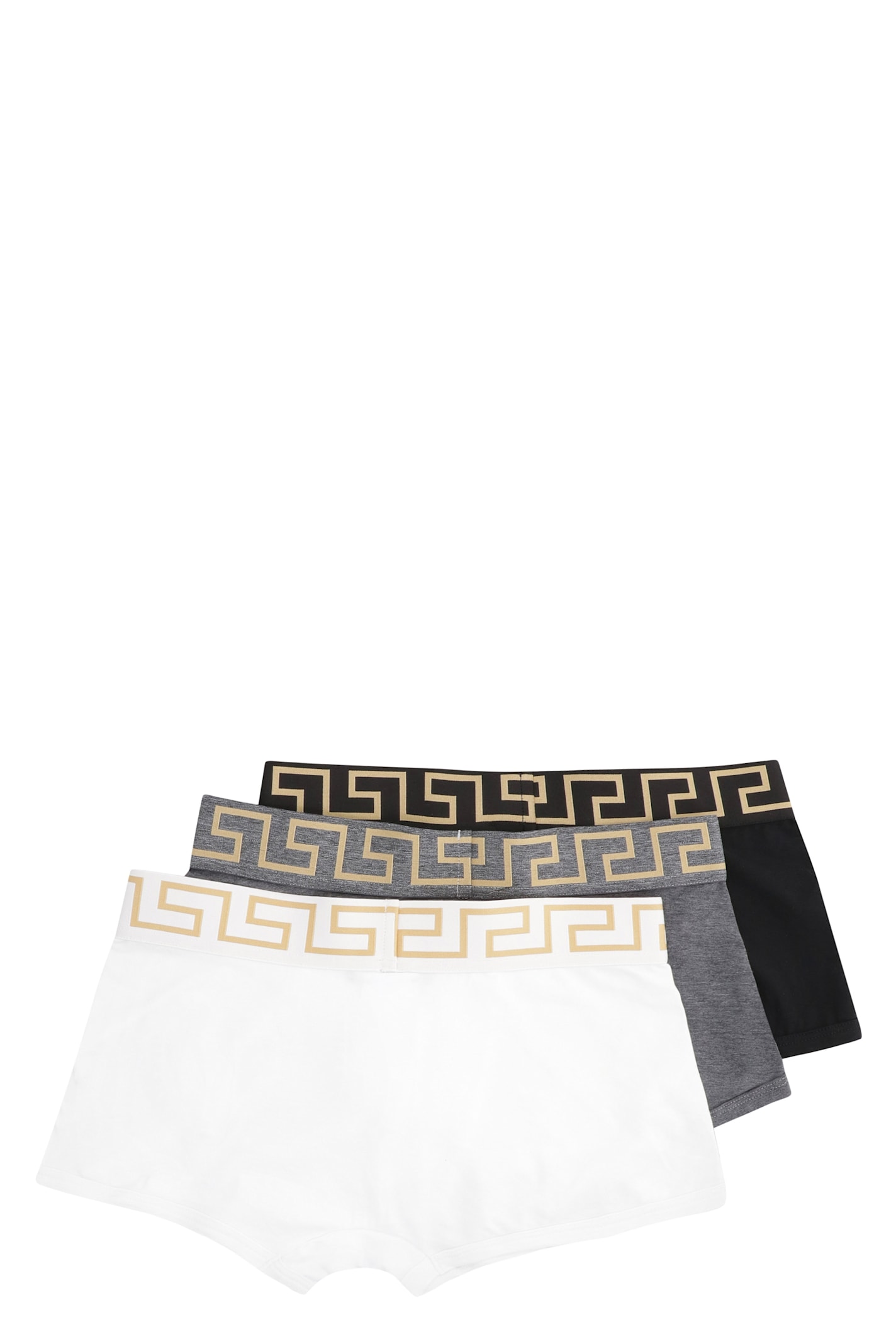 Versace Trio Of Cotton Boxer Shorts In White