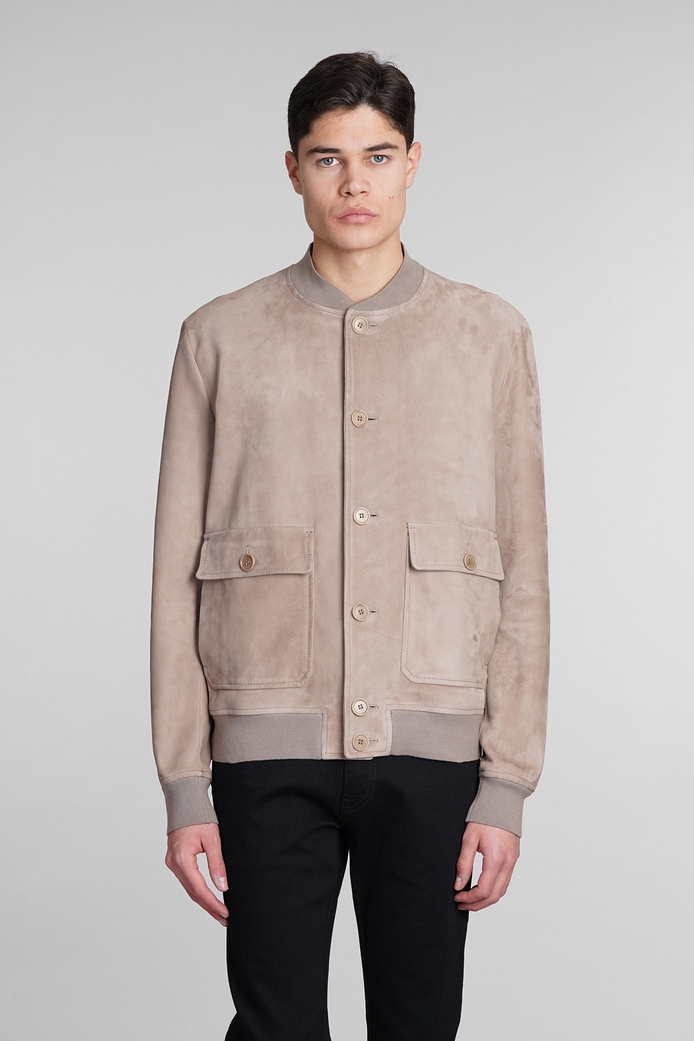 Bomber In Camel Leather