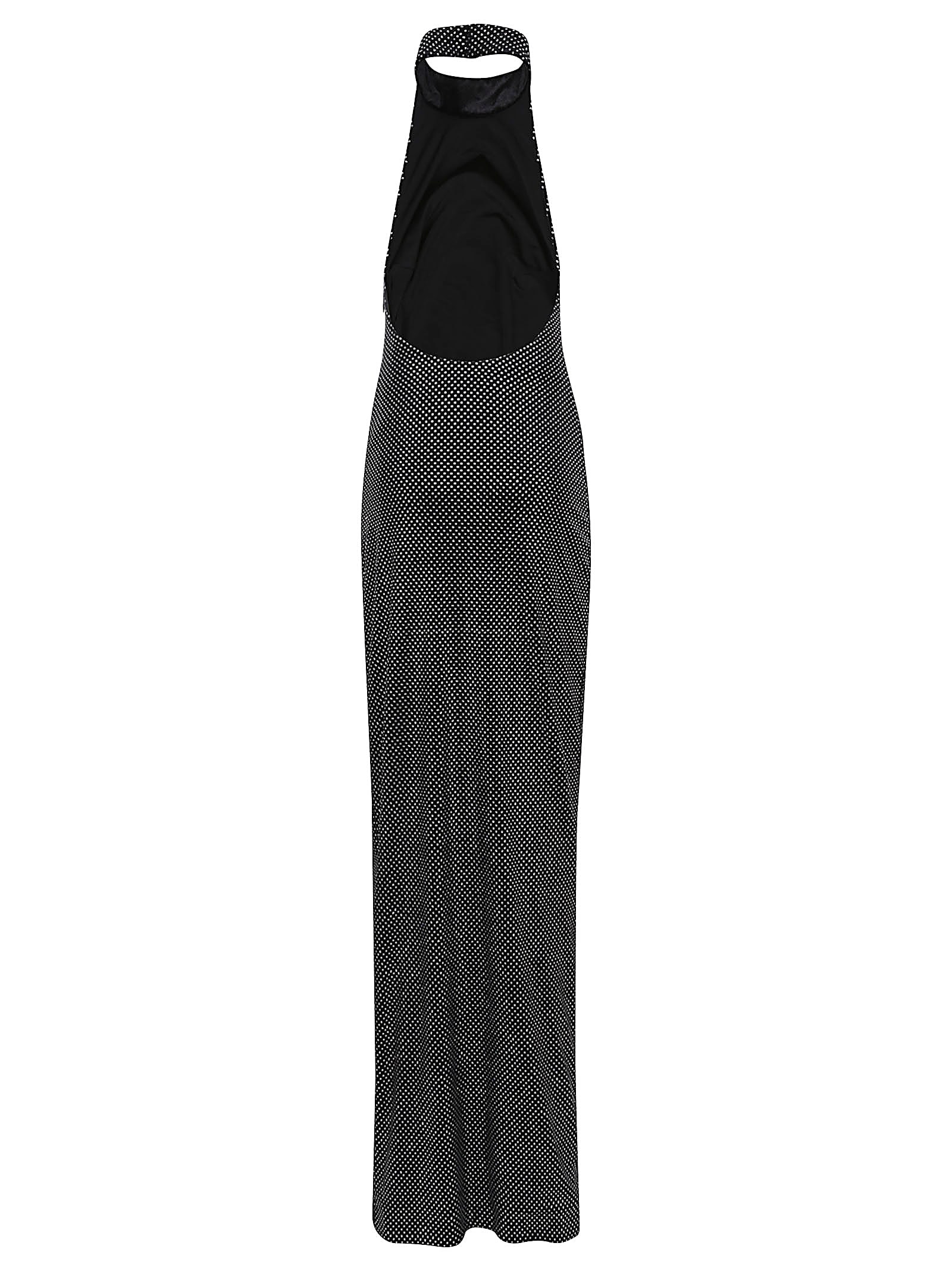 Balmain Velvet Rhinestone Halterneck Long Dress In Gray