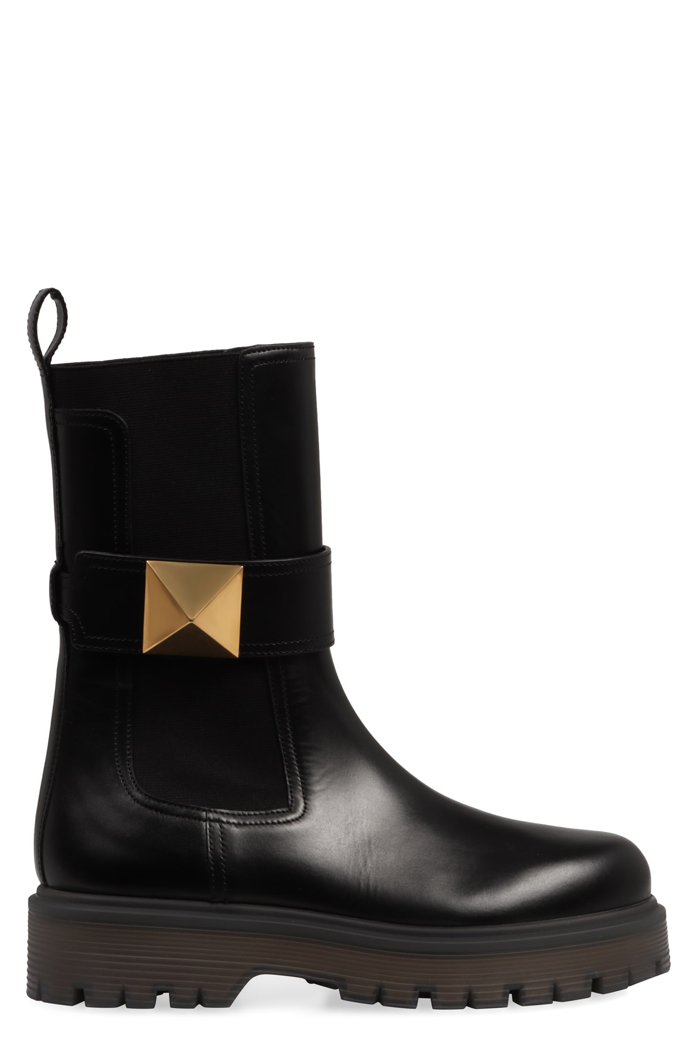 Valentino One Stud Leather Chelsea Boots In Black