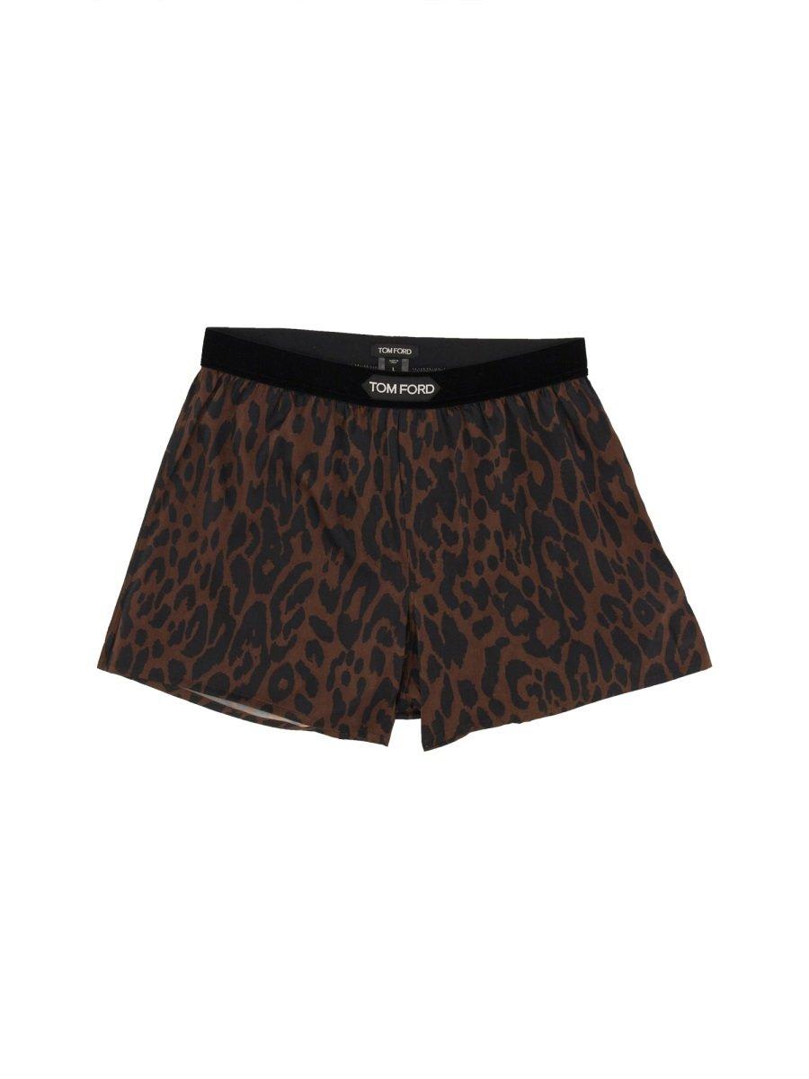 Shop Tom Ford Leopard Printed Logo Waistband Boxers In Animalier