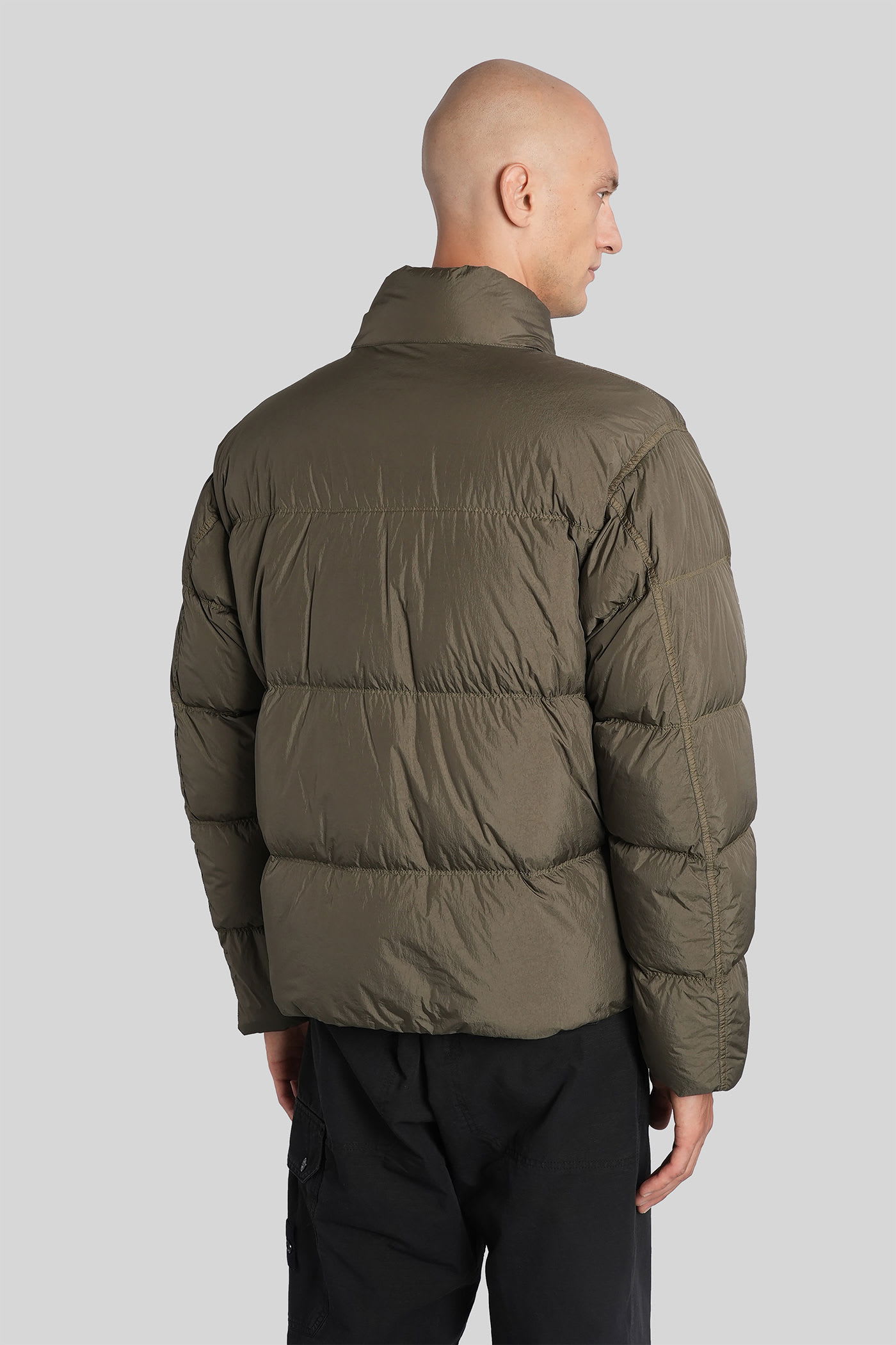 Stone Island Wind-resistant Padded Bomber Jacket In Brown
