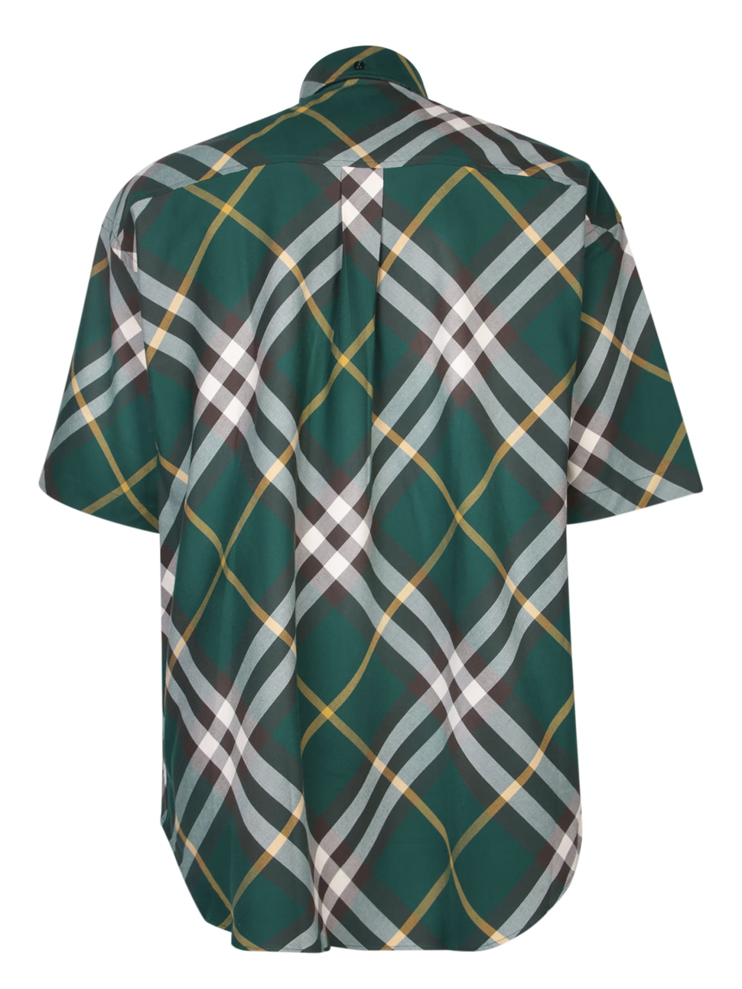 Shop Burberry Check Motif Green Shirt