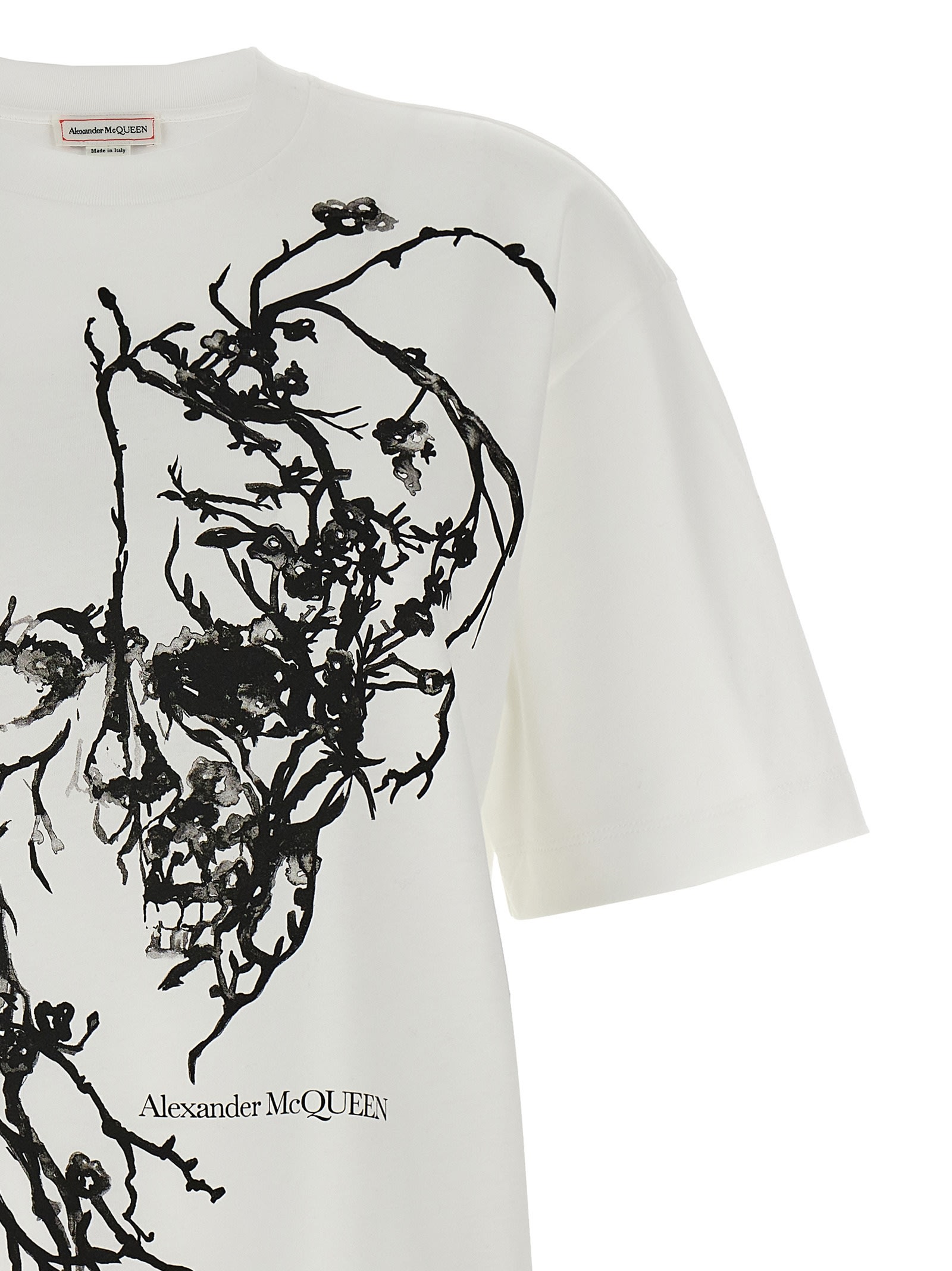 Shop Alexander Mcqueen Cherry Blossom T-shirt In White/black