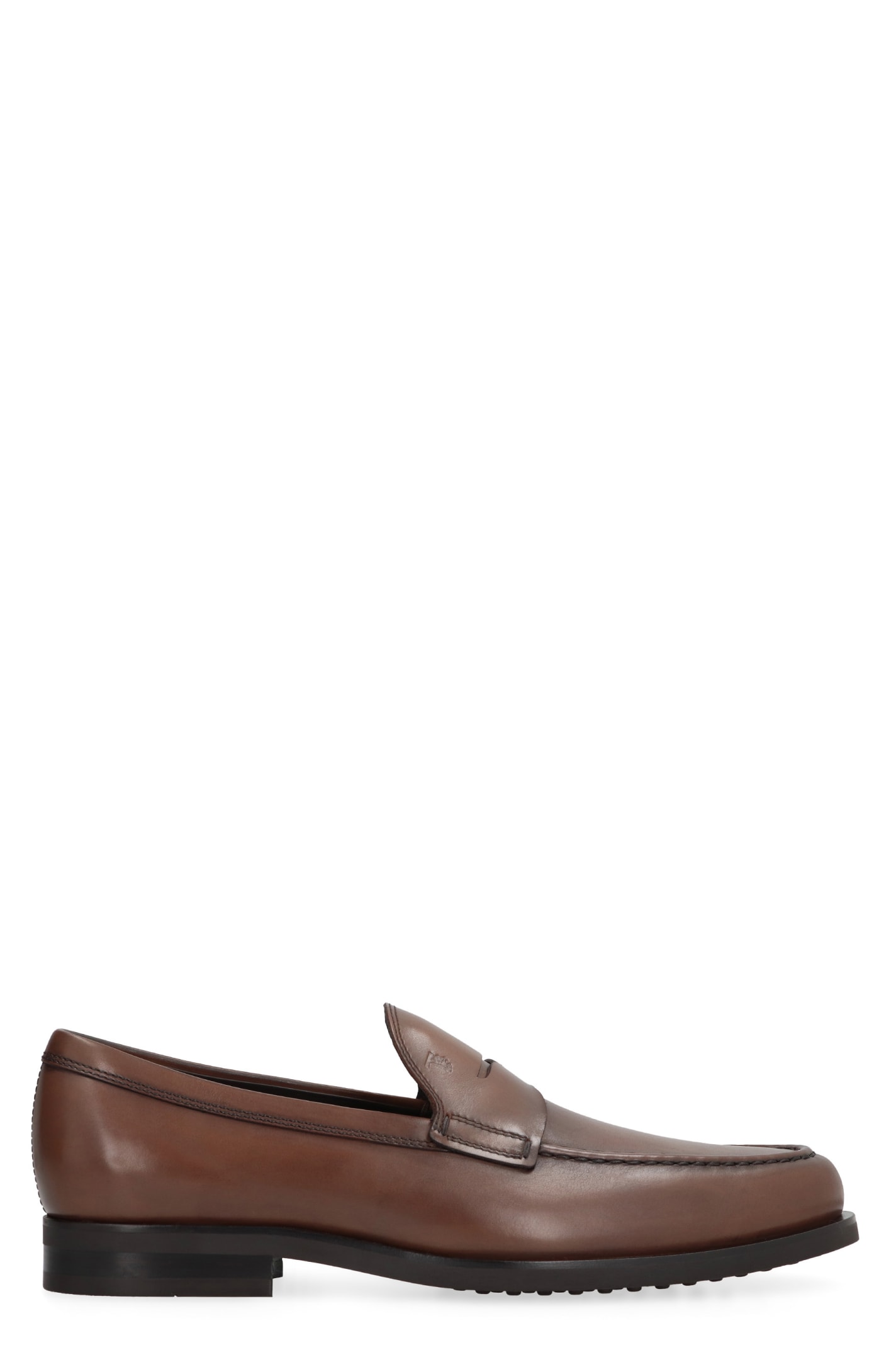 Shop Tod's Leather Loafers In Brown