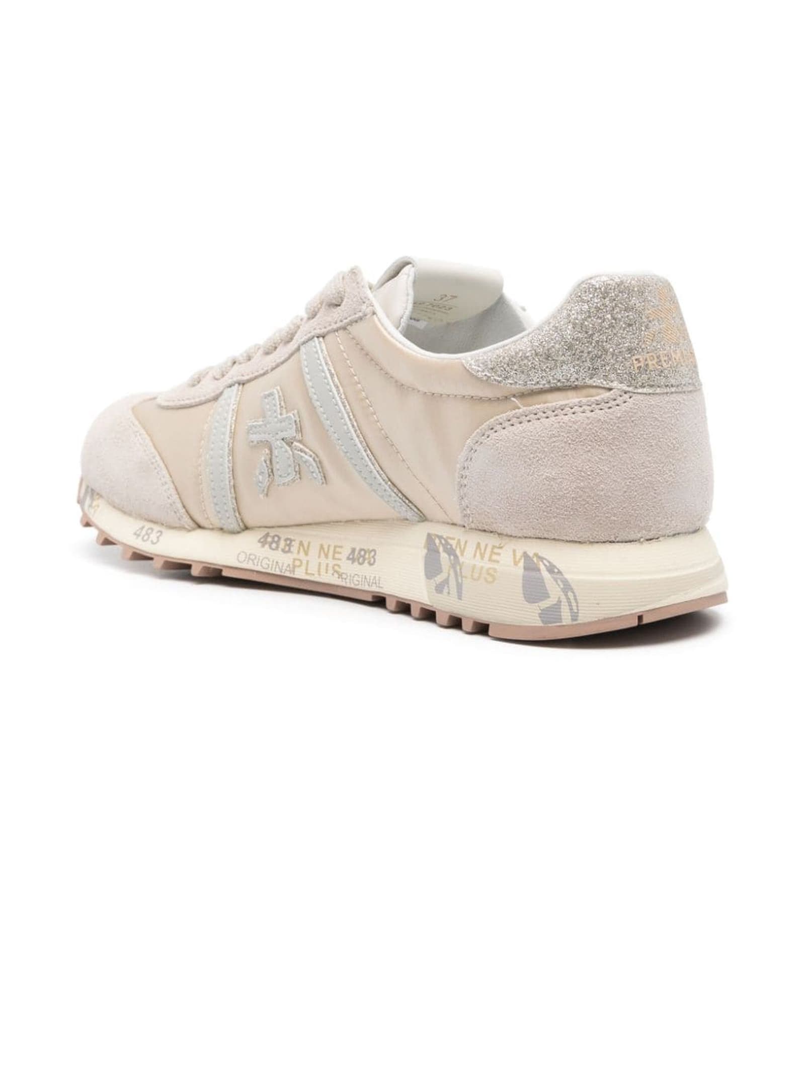 Shop Premiata Beige Lucy Sneakers