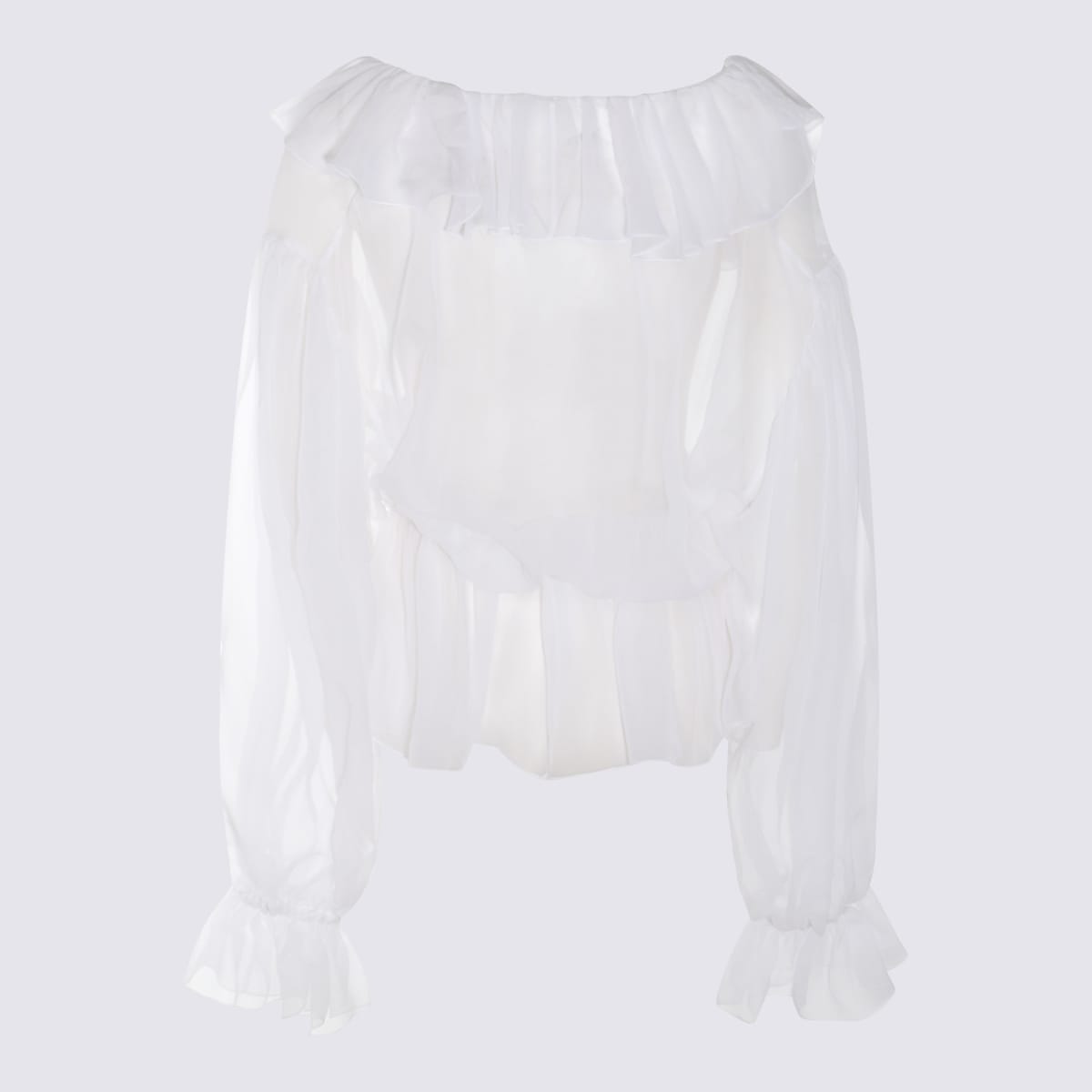 Shop Dolce & Gabbana White Silk Top In Optical White