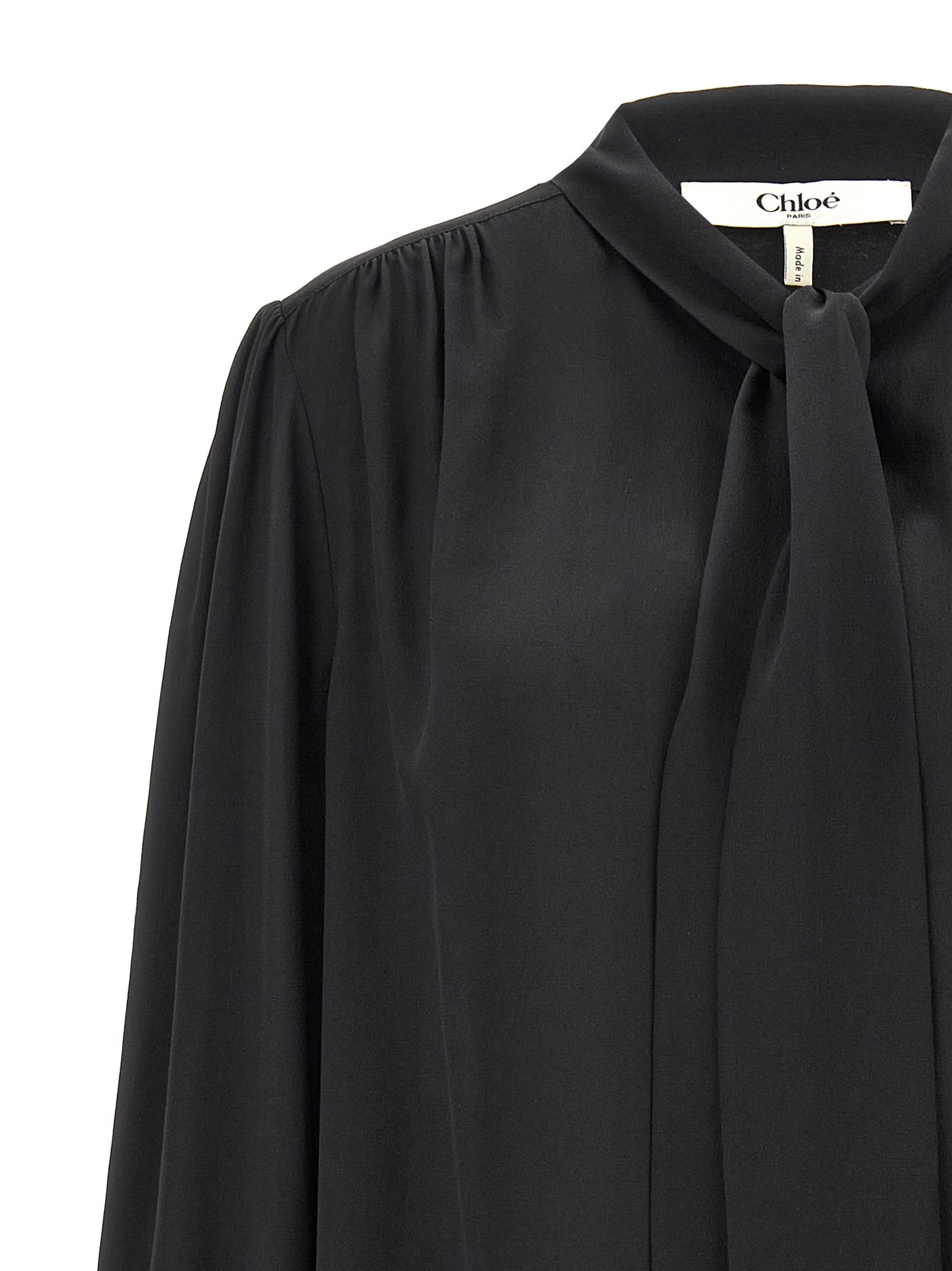 Shop Chloé Bow Shirt In Black