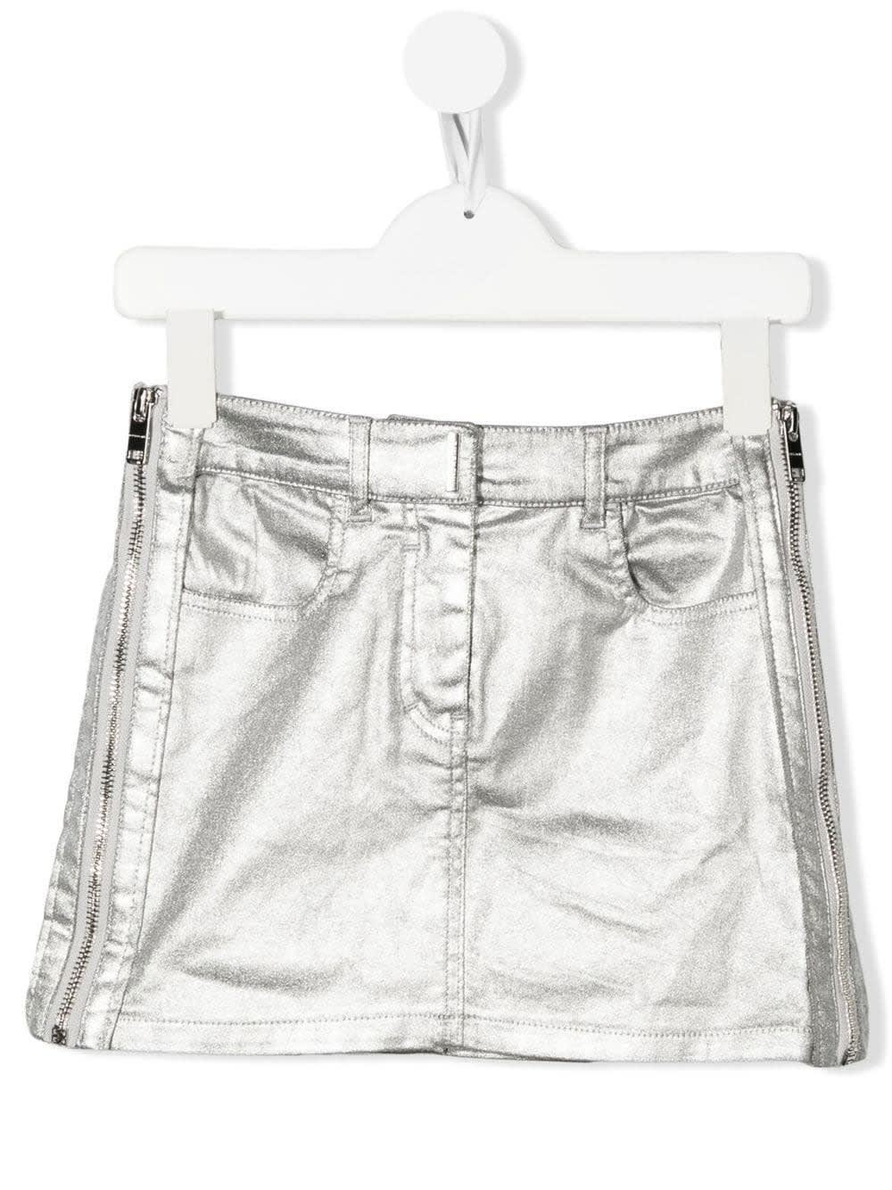Givenchy Silver Metallic Fabric Kids Mini Skirt