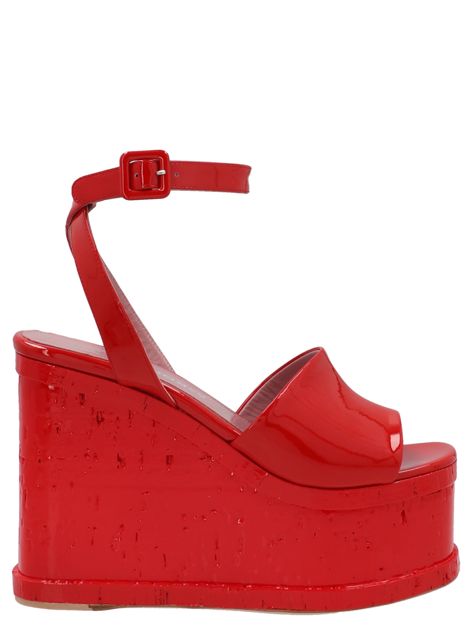 red patent leather wedge sandals