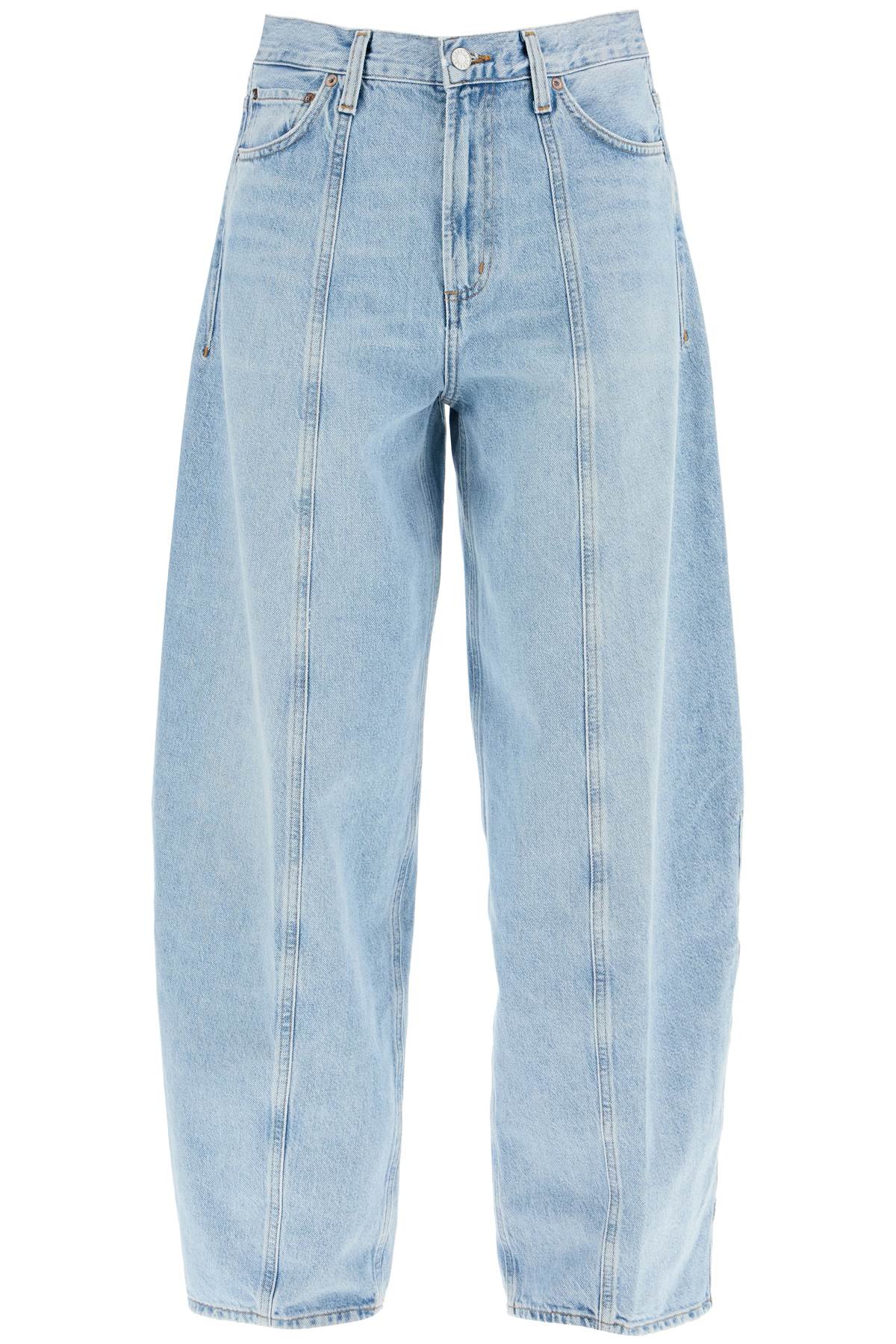 Shop Agolde Luna Curved Leg Jeans In Split (blue)