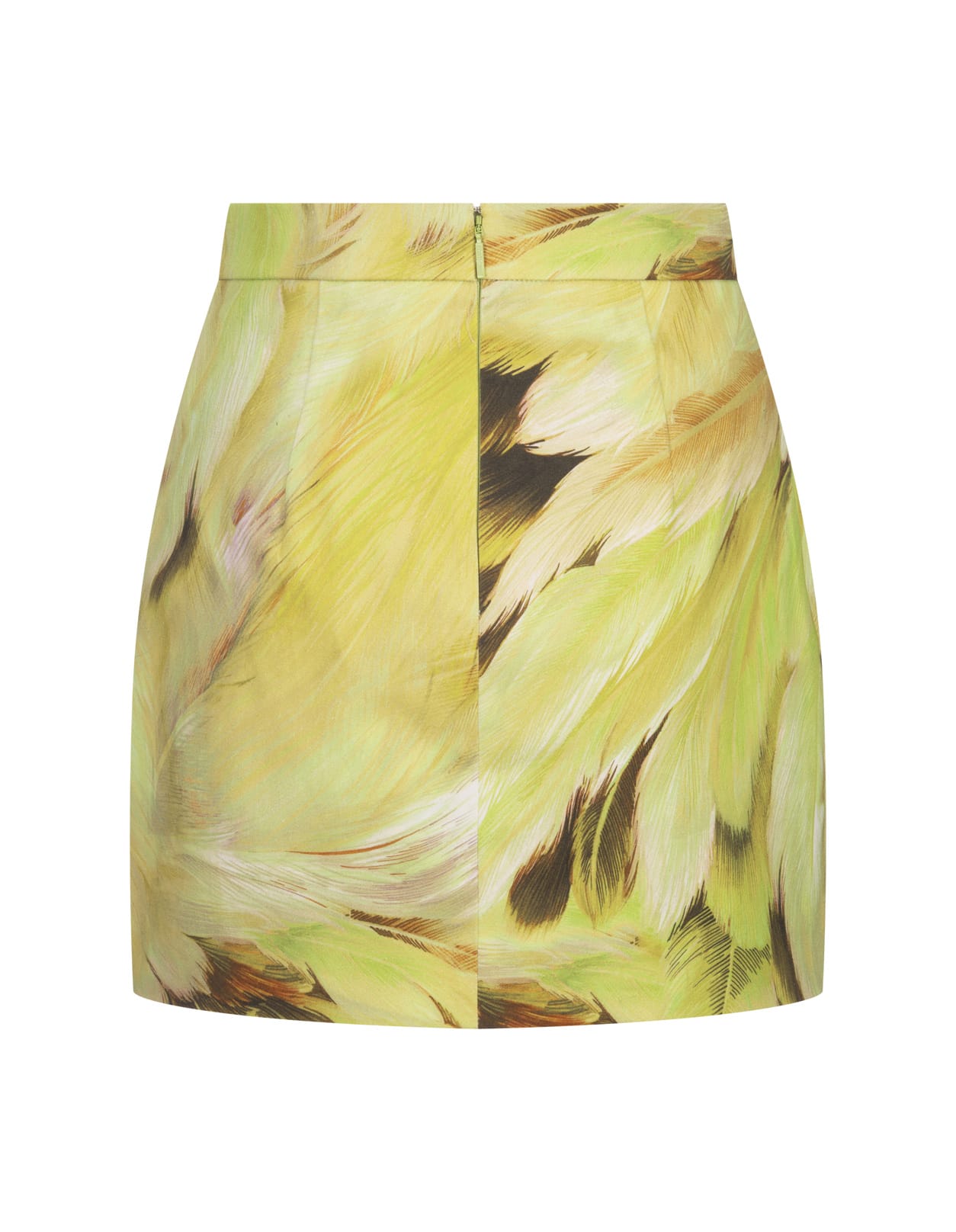 Shop Roberto Cavalli Mini Skirt With Plumage Print In Green