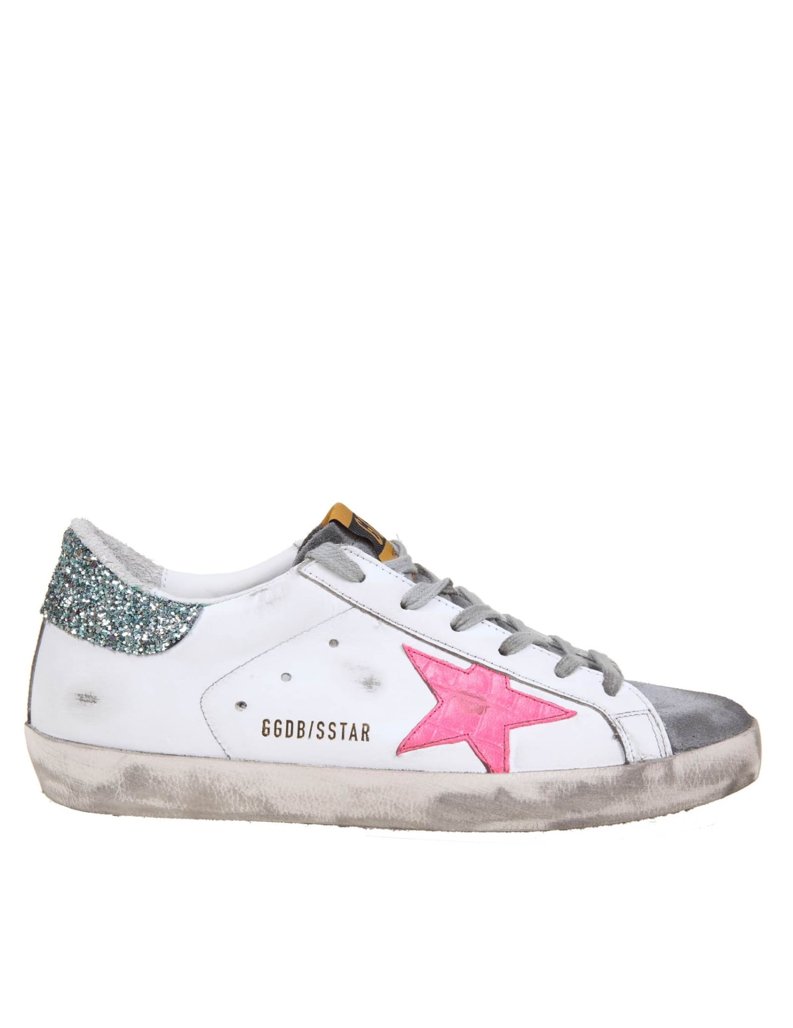 Golden Goose Super Star Sneakers In White And Gray Leather