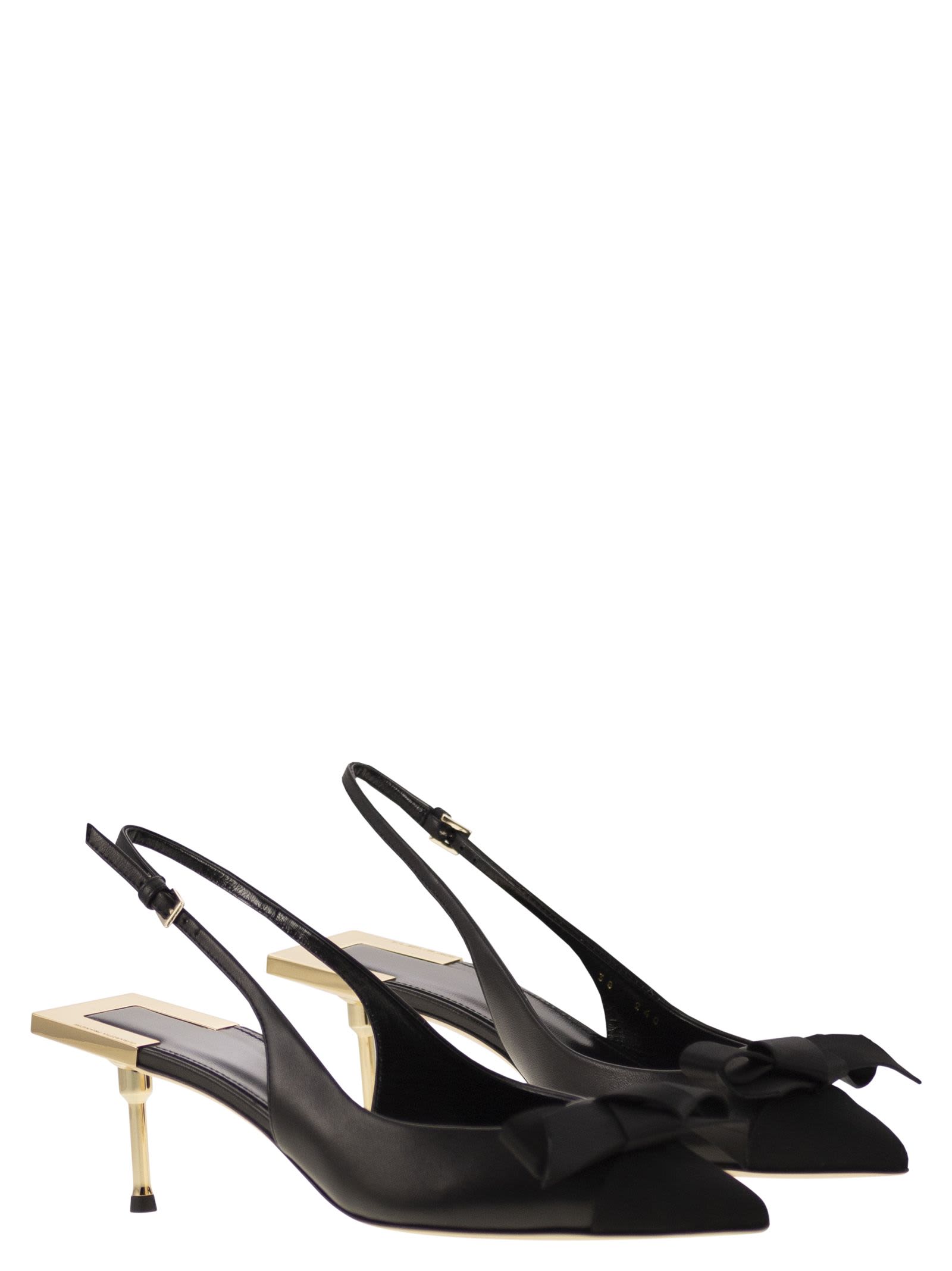 Elisabetta Franchi Women's Nappa Leather Slingback With Satin Bow Sandal In Black