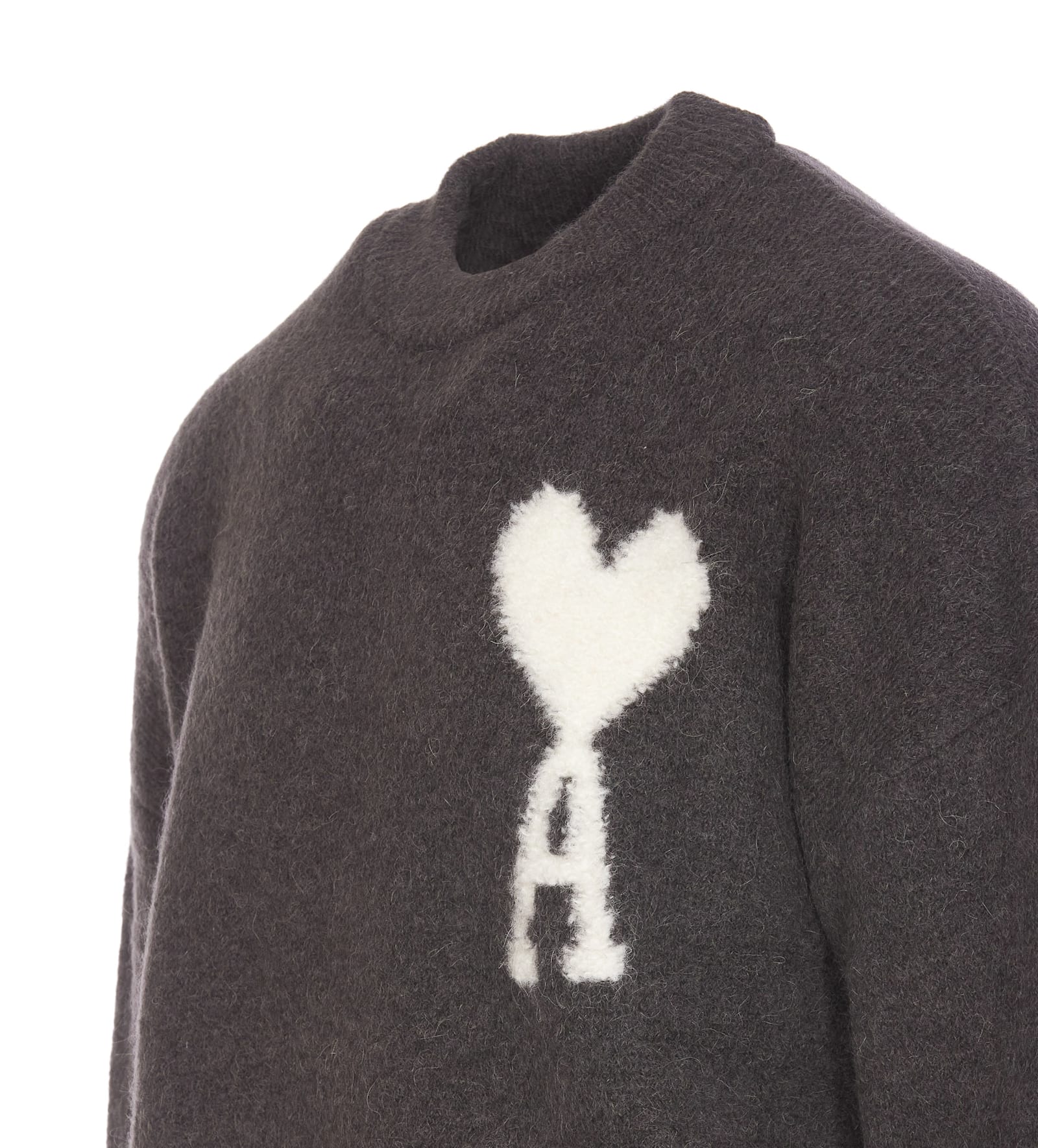 Shop Ami Alexandre Mattiussi Ami De Coeur Sweater In Grey