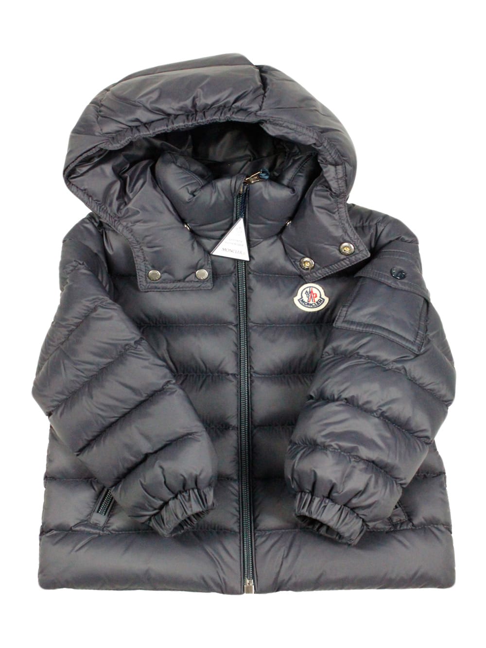 Moncler Jules Down Jacket Filled With Real Goose Down With Detachable Hood And Zip Closure-. In Black