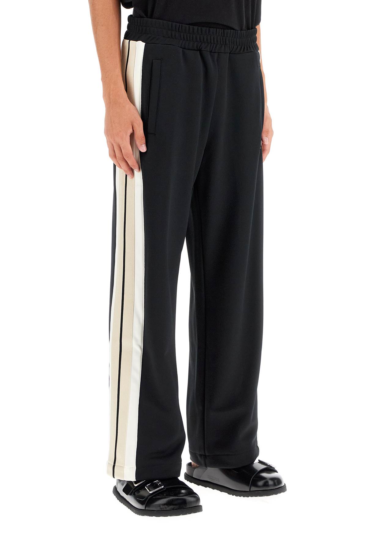 Shop Palm Angels Contrast Band Joggers With Track In In Black Off White (black)