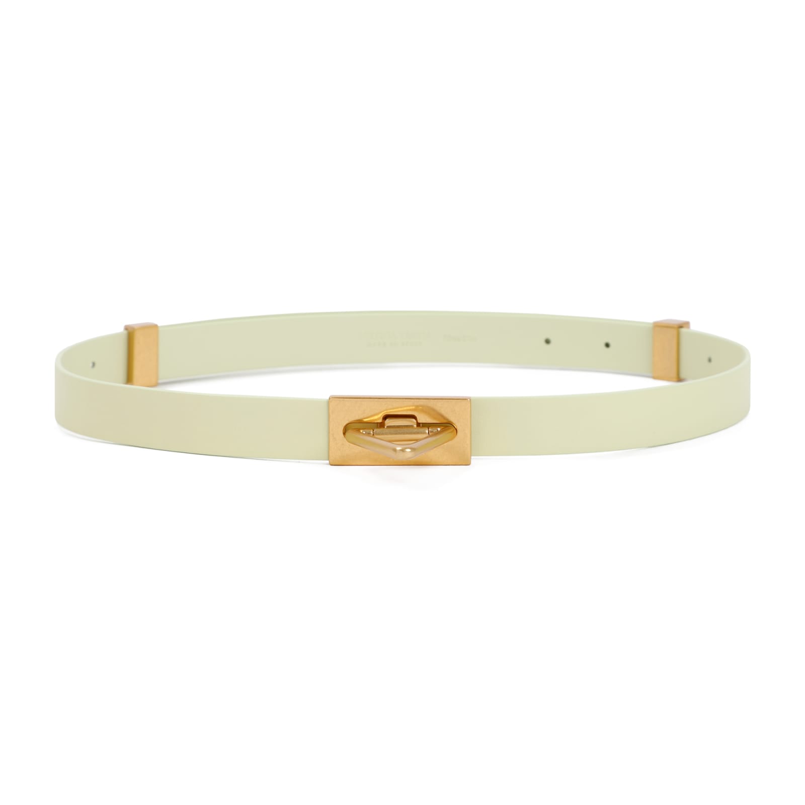 Shop Bottega Veneta Leather Belt In Lemon Washed Gold