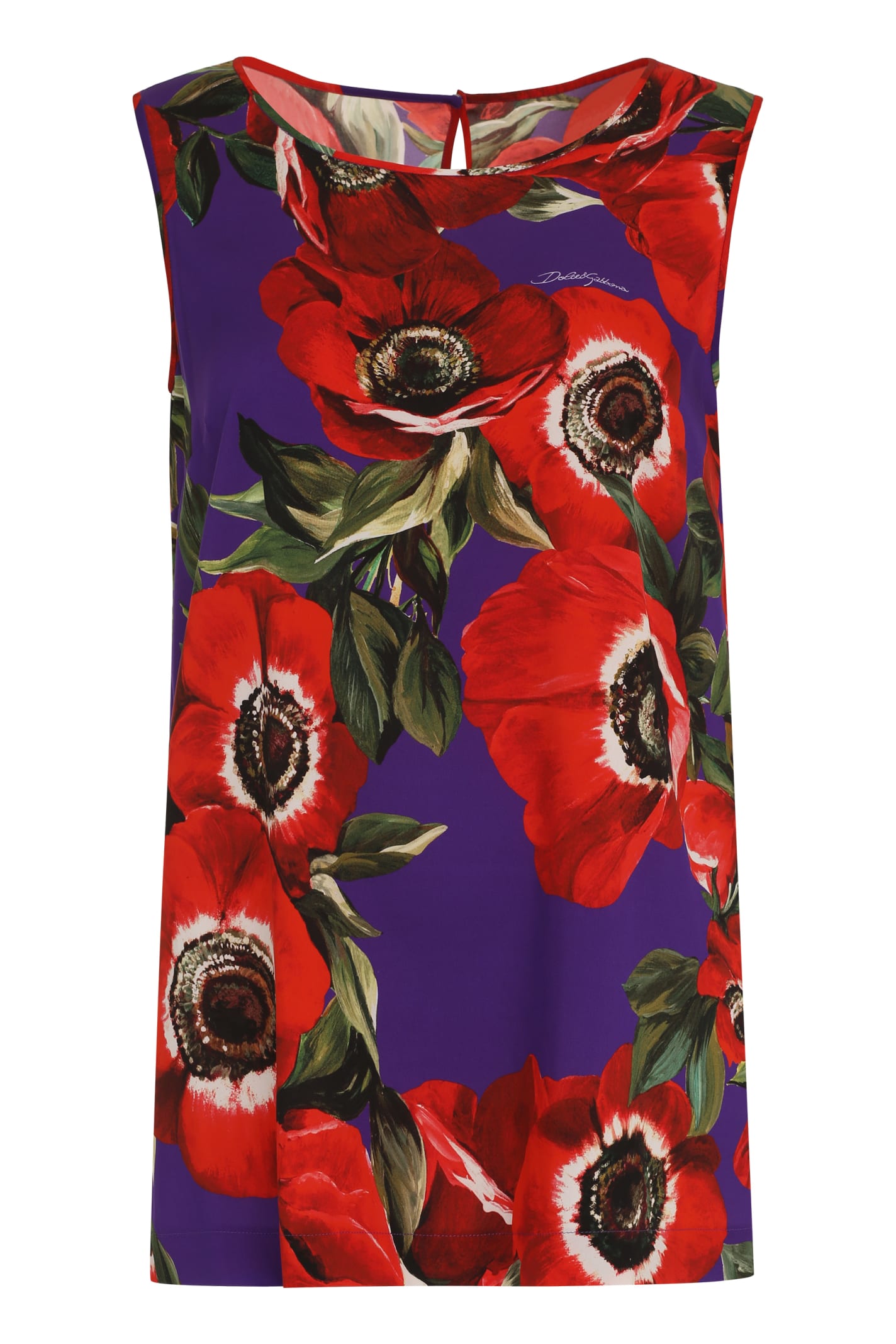 Shop Dolce & Gabbana Printed Silk Top In Red