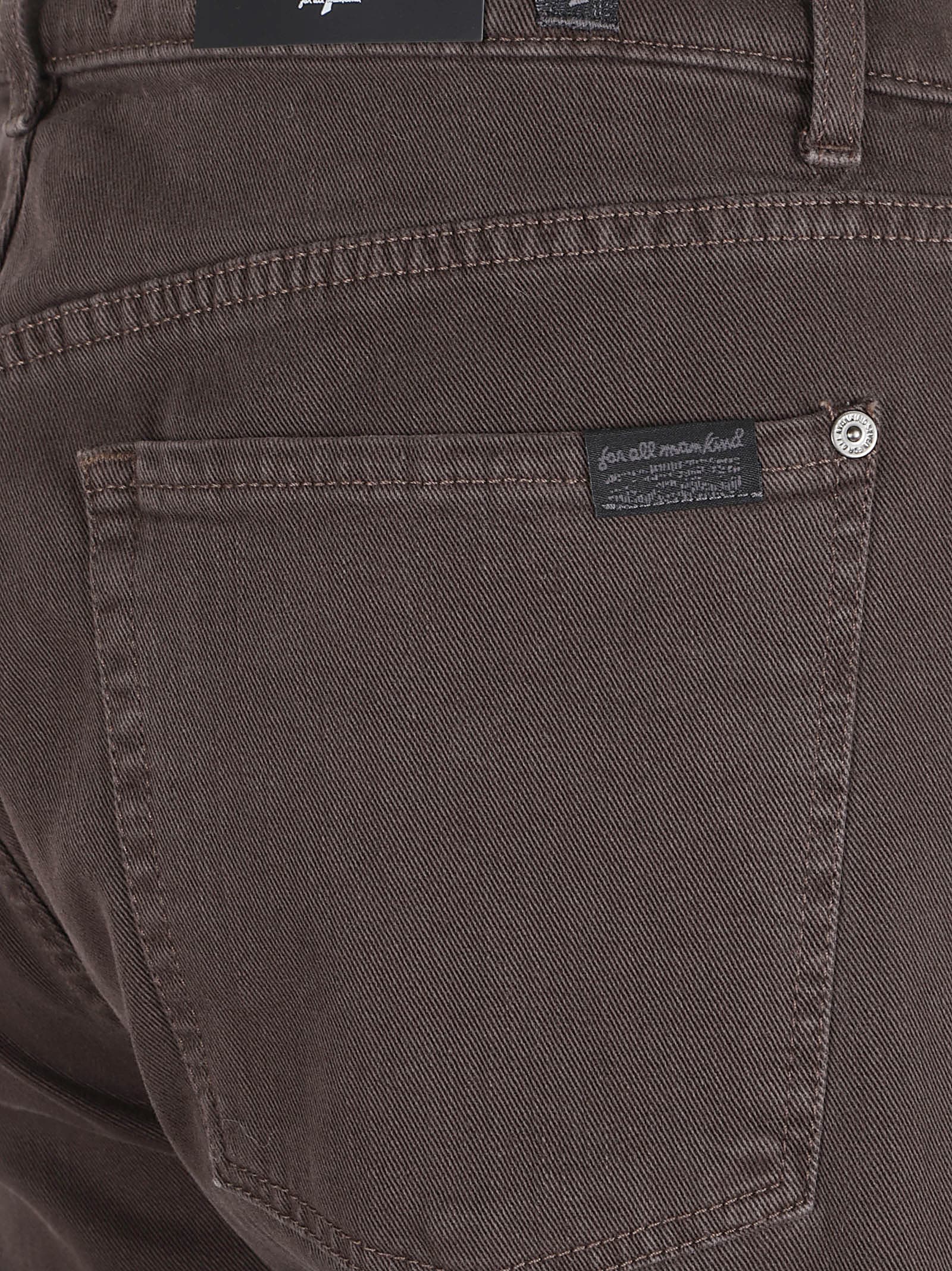 7 For All Mankind Straight Leg Trousers With Front And Back Pockets In Brown