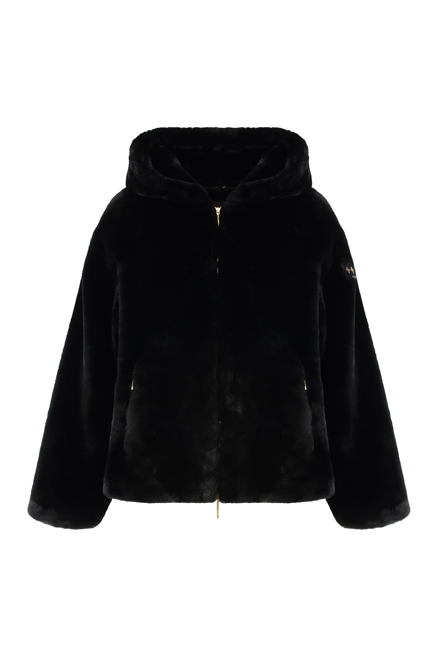 Tatras Eco-fur Hooded Jacket For Casual Style In Black
