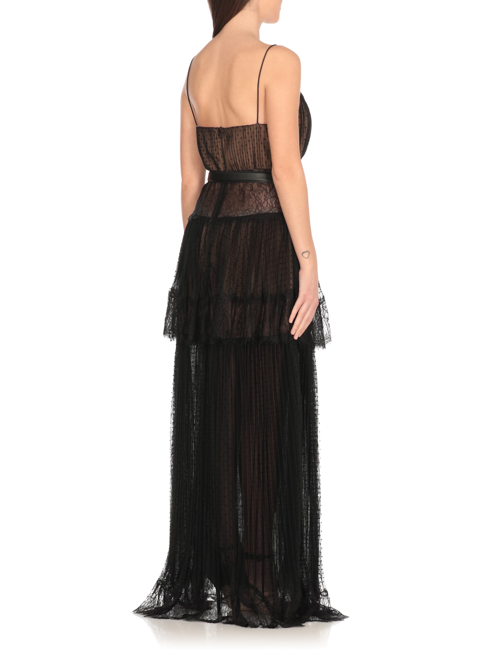 Self-portrait Sheer Tiered Lace-trimmed Maxi Dress