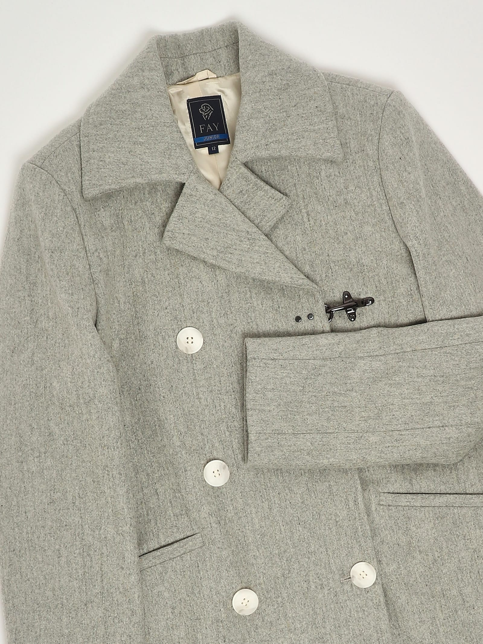 Fay Toggle-detail Double-breasted Coat In Gray