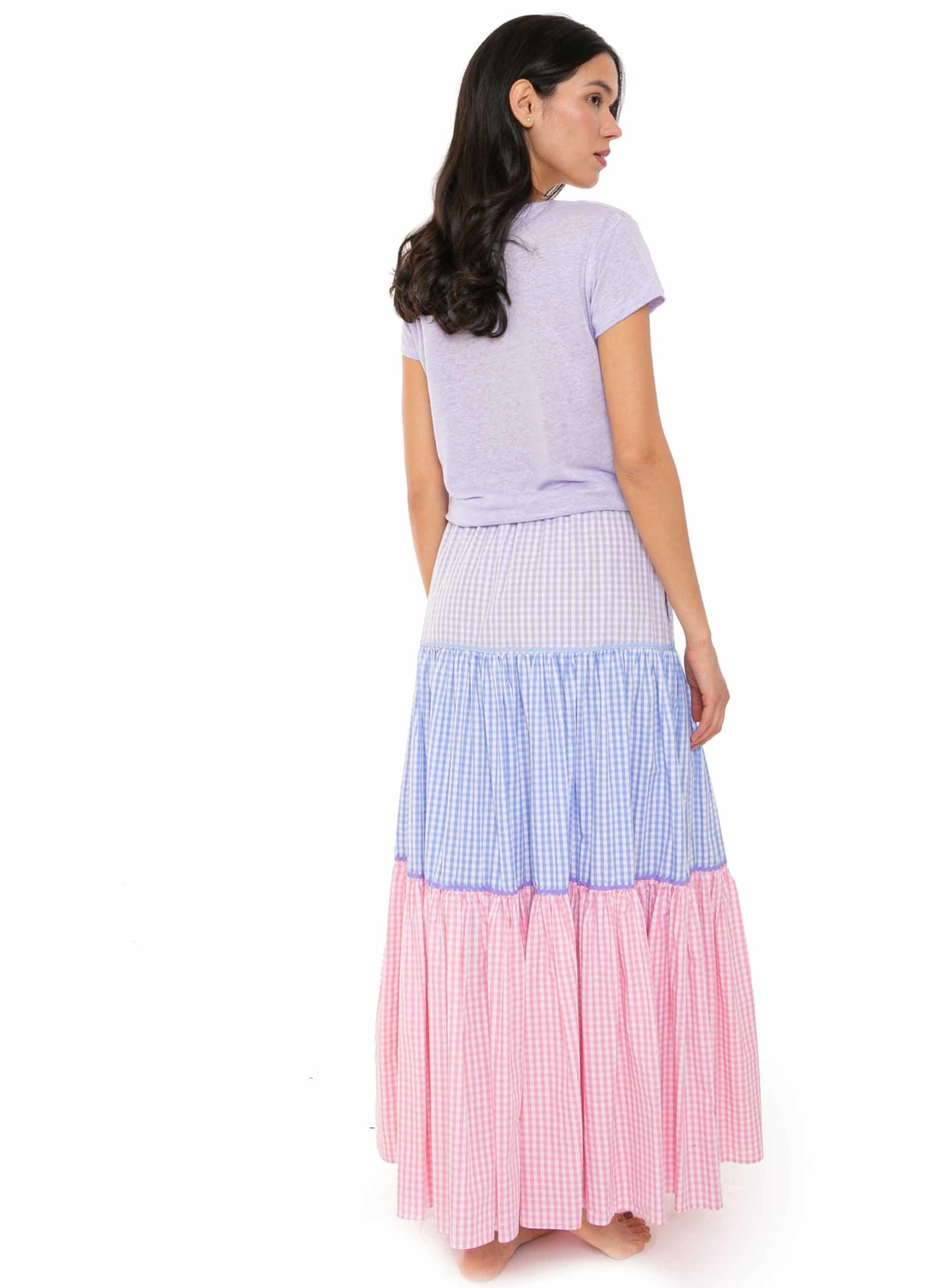 Shop Mc2 Saint Barth Gingham Print Cotton Skirt In Multicolor