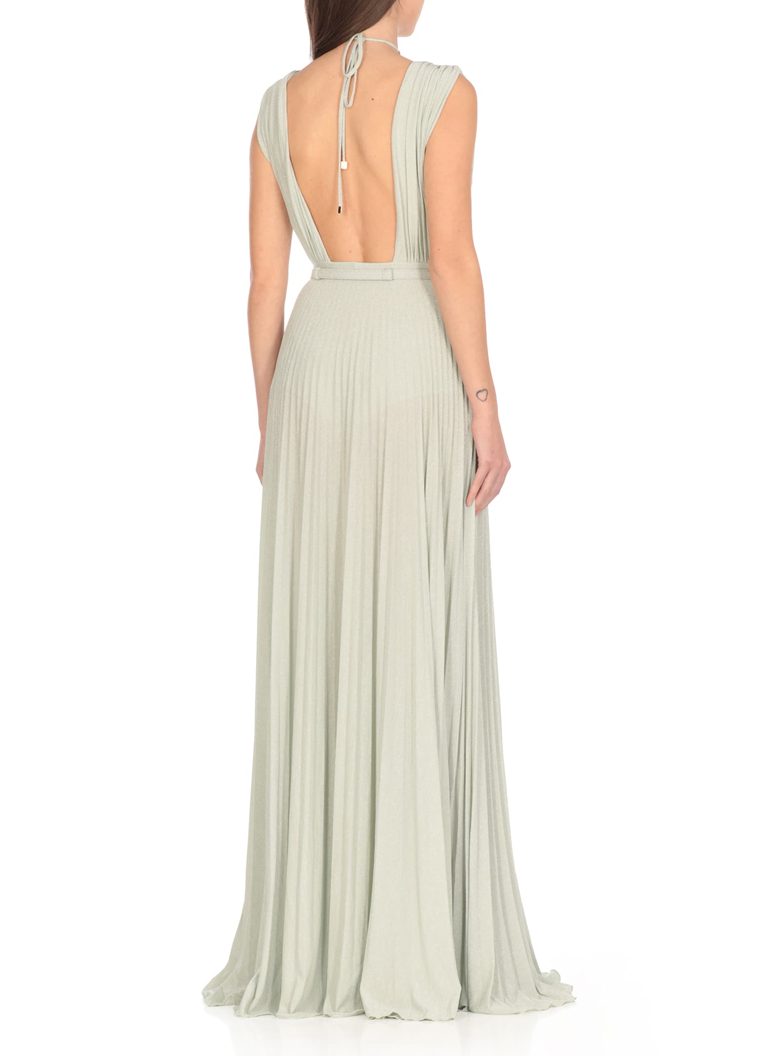 Elisabetta Franchi Red Carpet Dress Made Of Lurex Jersey Fabric With Belt