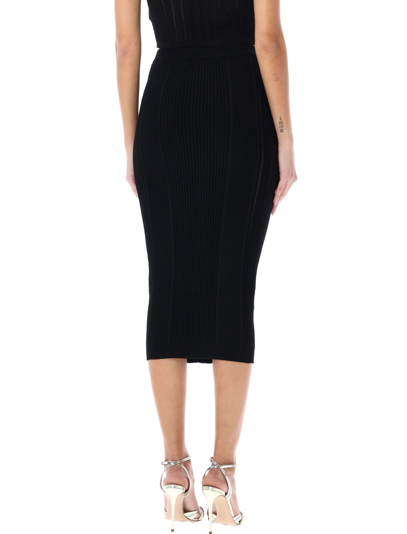 Shop Balmain 5-button Knit Skirt In Black