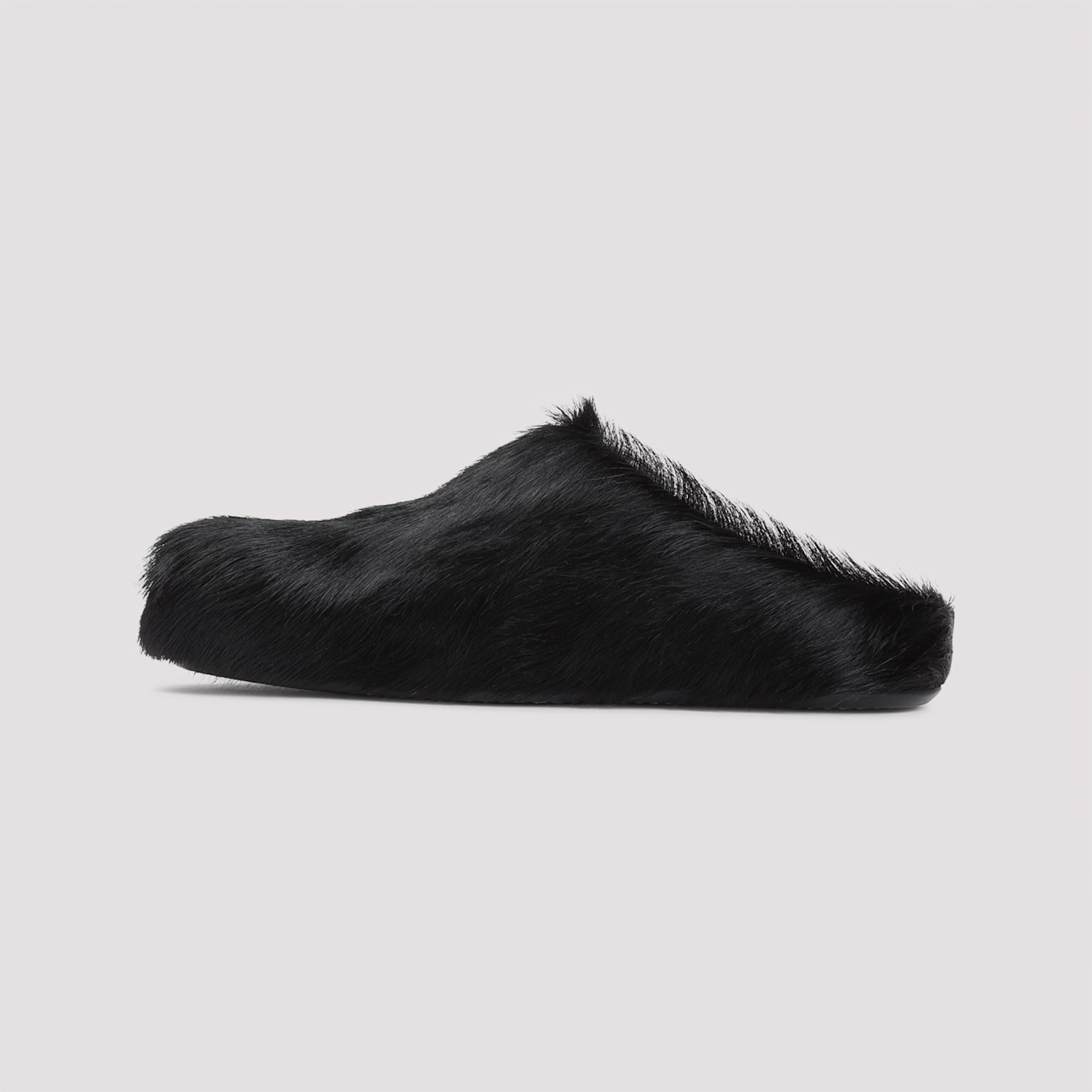 Marni Fussbett Calf Hair Slippers In Black