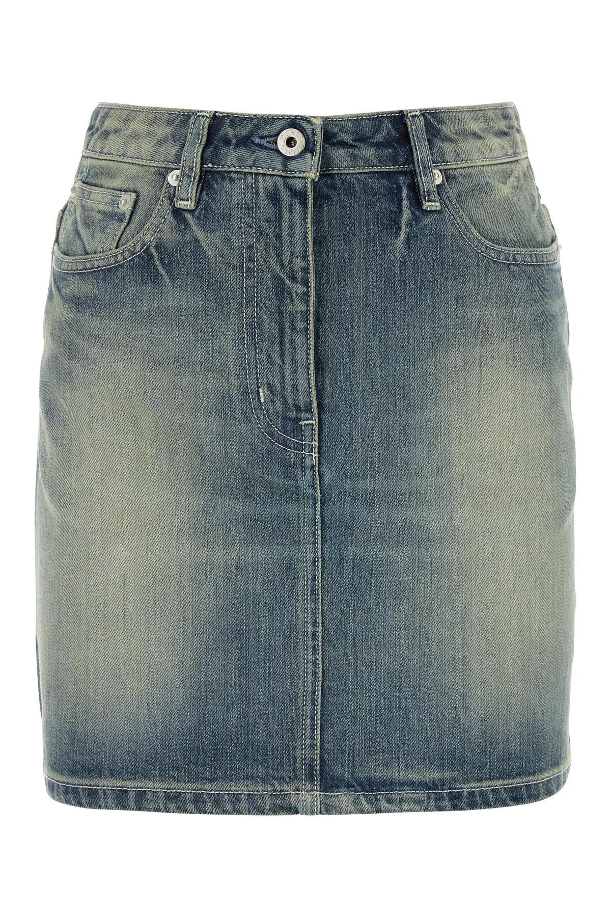 Shop Kenzo Denim Mini Skirt In Blu