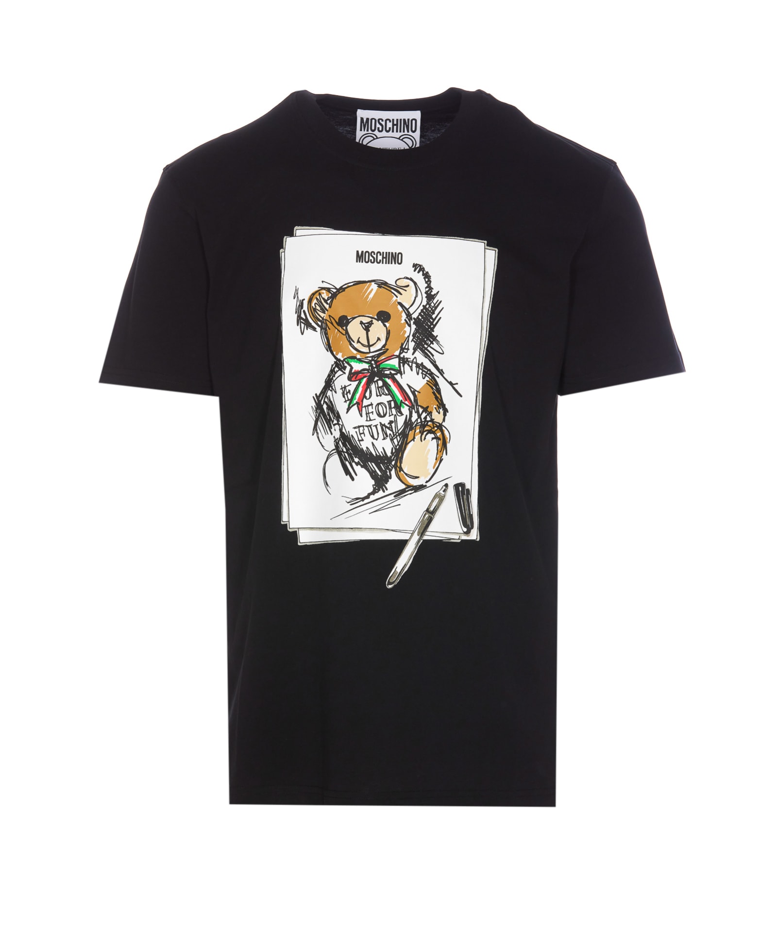 Shop Moschino Drawn Teddy Bear T-shirt In Black