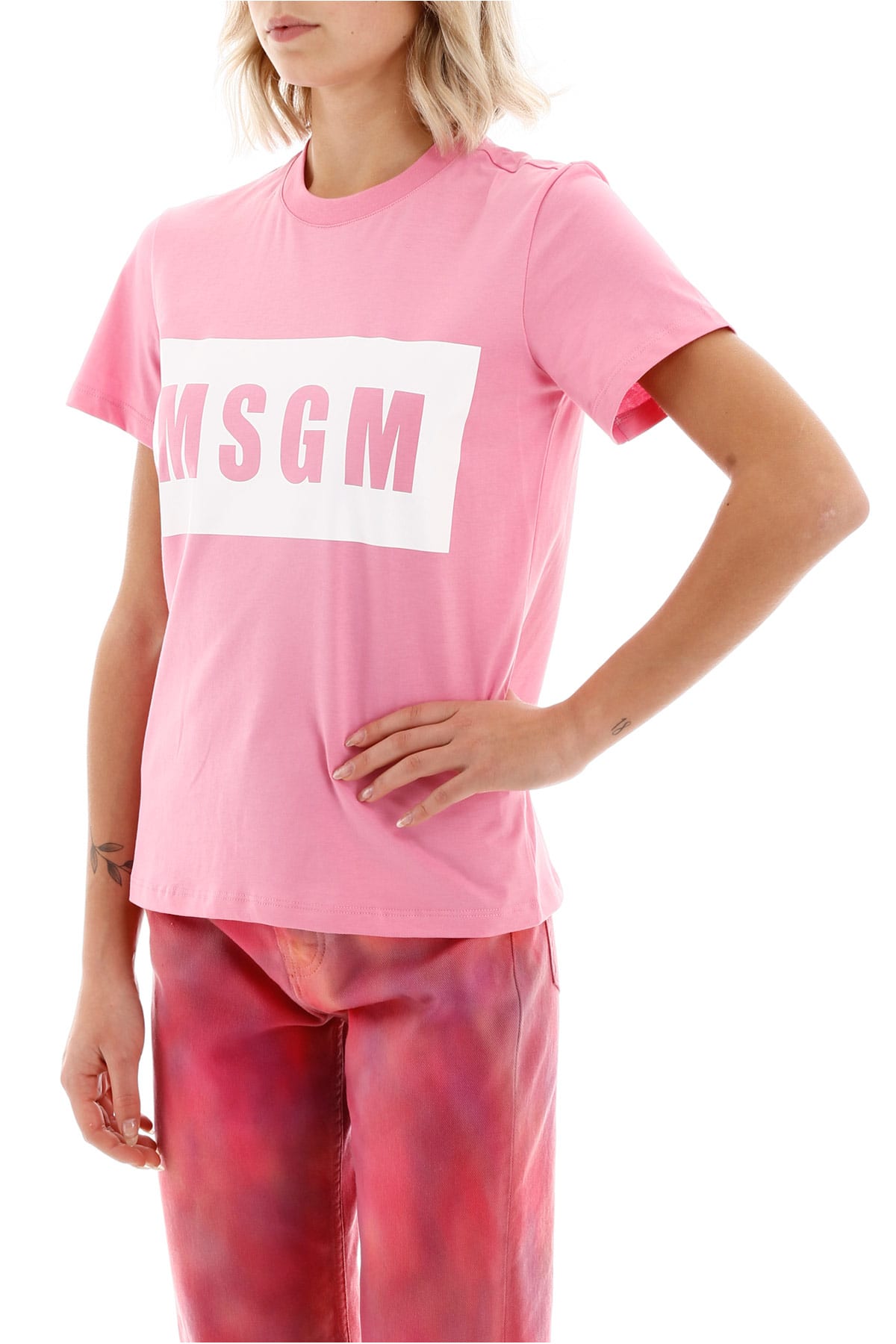 Msgm Woman T-shirt Magenta Size M Cotton In Rosa (pink)