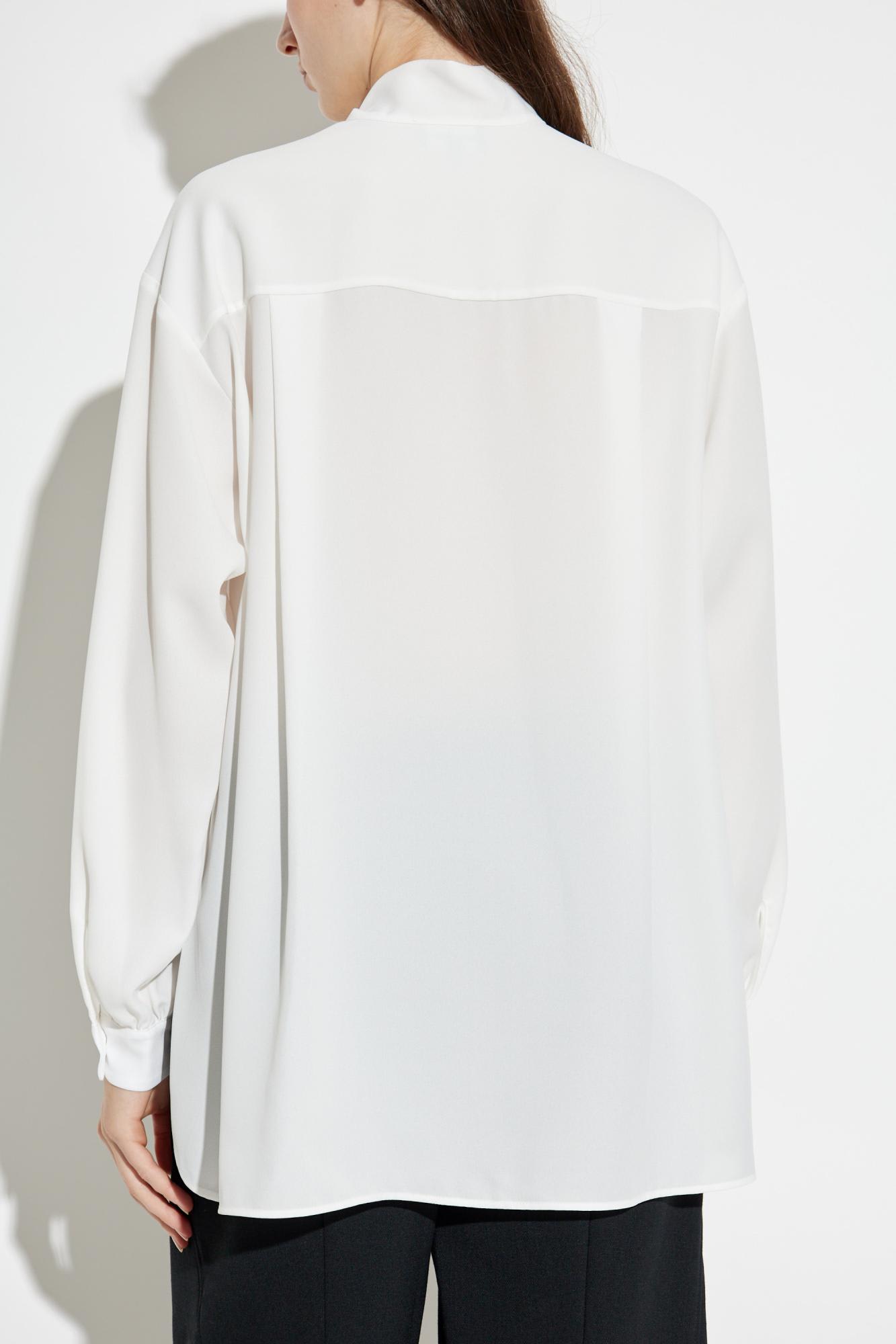 Emporio Armani Neck Tie Blouse High-low Hem In White