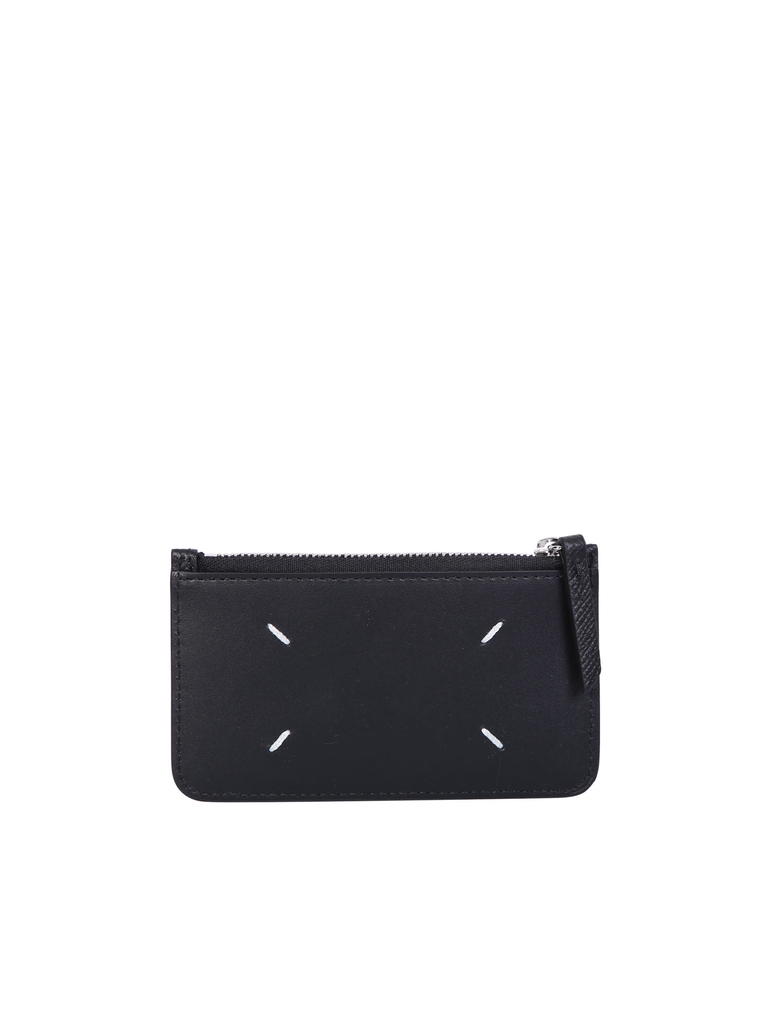 Shop Maison Margiela Four-stitch Zip Wallet In Black